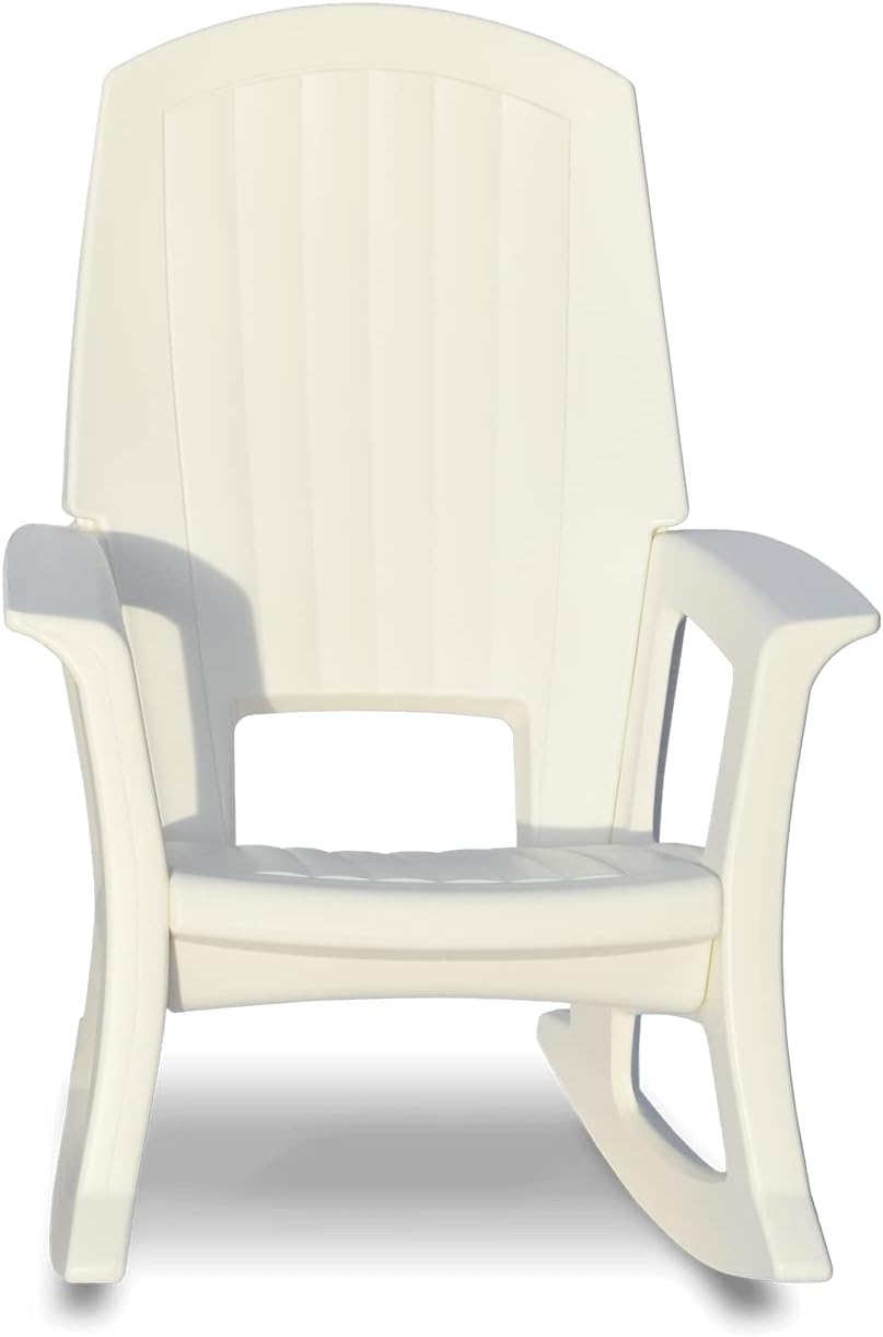 Semco Plastics Rockaway Heavy Duty All Weather Outdoor Rocking Chair with Easy Assembly and Low Maintenance for Porch, Deck, and Patio, White