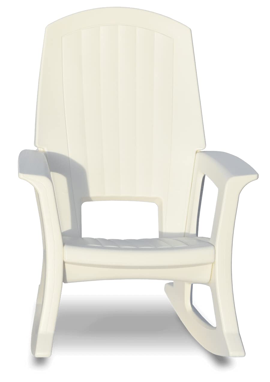Semco Plastics Rockaway Heavy Duty All Weather Outdoor Rocking Chair with Easy Assembly and Low Maintenance for Porch, Deck, and Patio, White