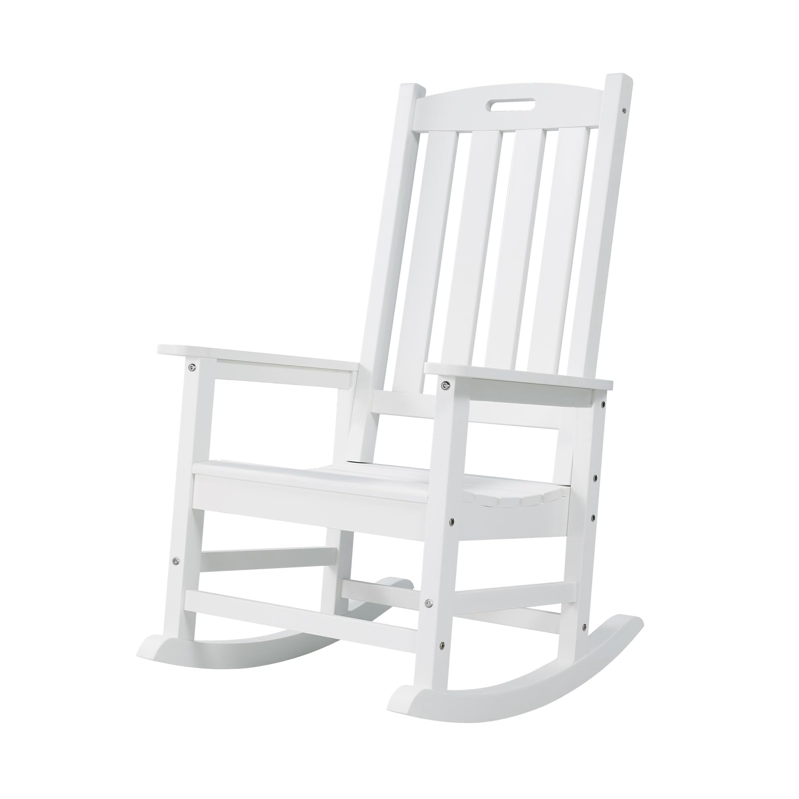 Psilvam Oversized Outdoor Rocking Chair, HDPE Porch Rocker Chairs for Adults, All Weather Resistant Rocking Chairs for Patio Lawn Garden, 350lbs Weight Capacity (Brown)