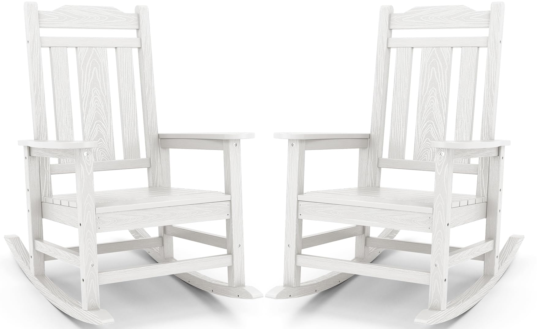 SERWALL Black Outdoor Rocking Chair Set of 2, All Weather Patio Rocking Chair, HDPE Poly Rocking Chair for Adults, Heavy Duty Front Porch Rocker