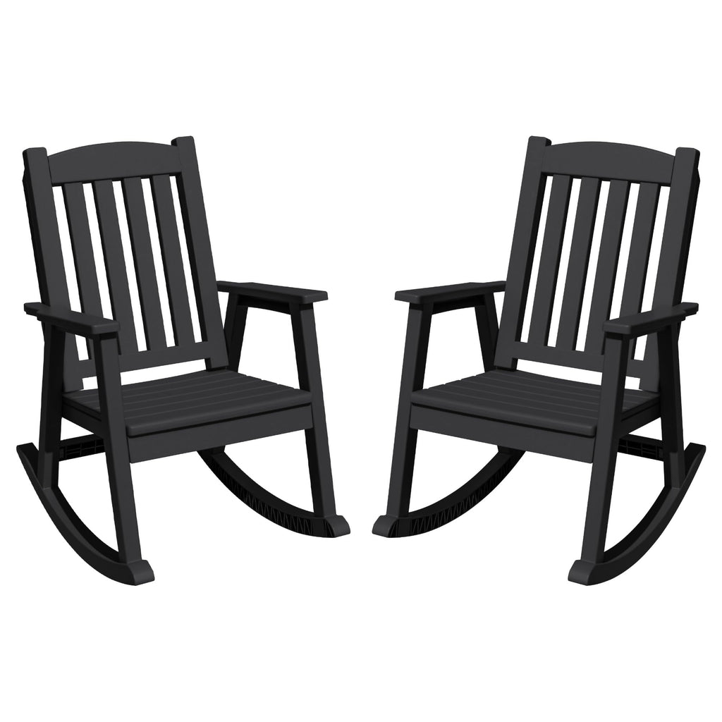 Greesum Outdoor Rocking Chair, 300lbs All-Weather Patio Rocker, Rust-Proof & UV-Resistant, Comfortable Smooth Glide for Deck, Porch, Lawn, or Garden, White
