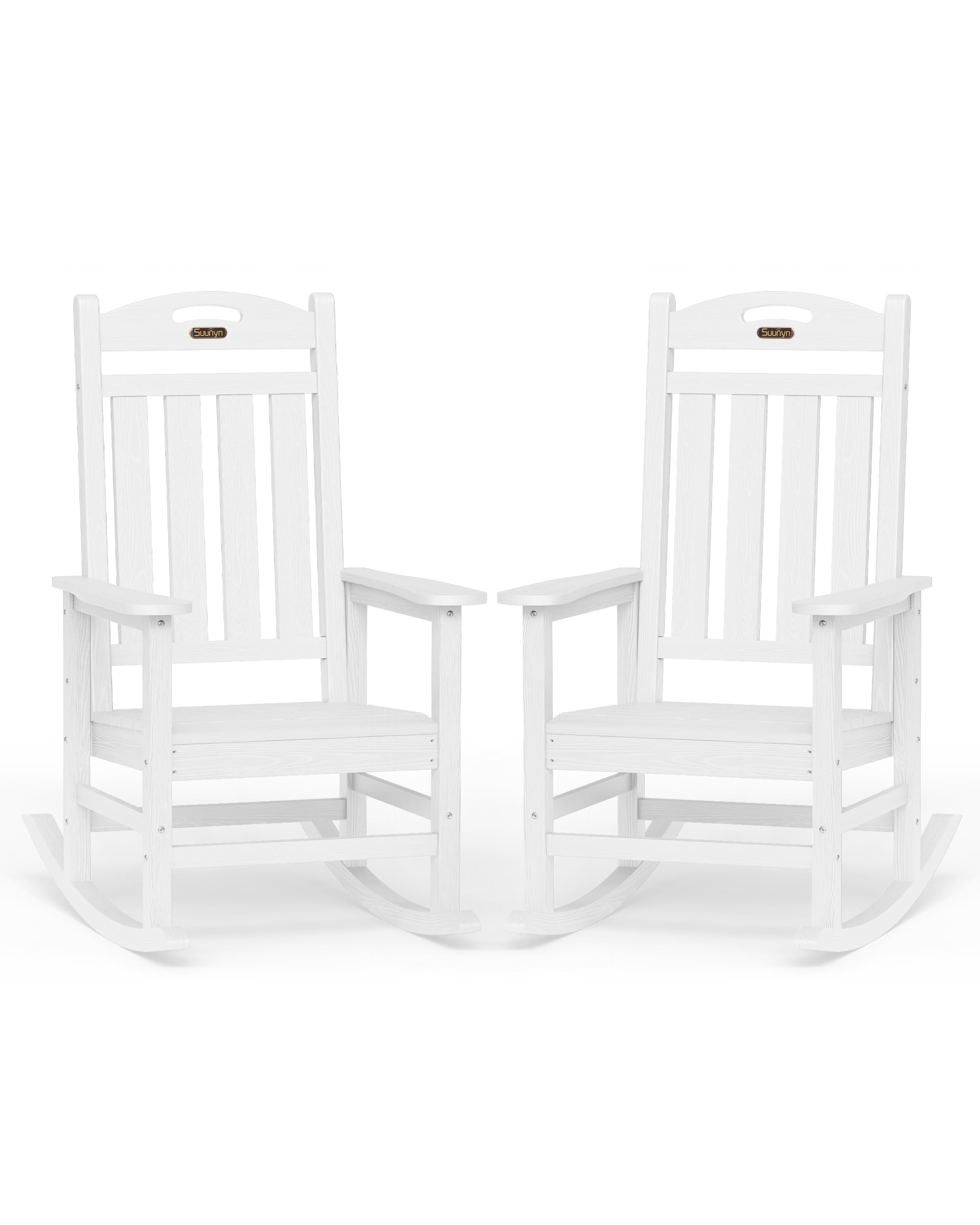Oversized Outdoor Rocking Chair, High Back Porch Rocker Chair, HDPE All Weather Resistant Rocking Chairs for Patio, 380lbs Weight Capacity, Black