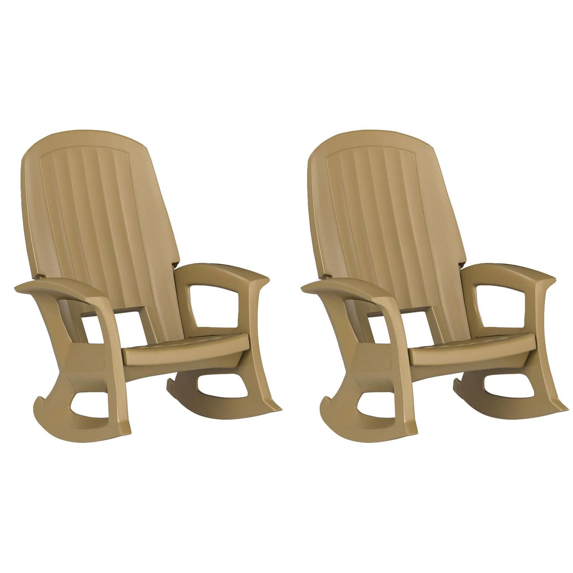 Semco Plastics Rockaway Heavy Duty Polyethylene All Weather Outdoor Rocking Chair with Backrest and Armrests for Porch, Deck and Patio, Taupe