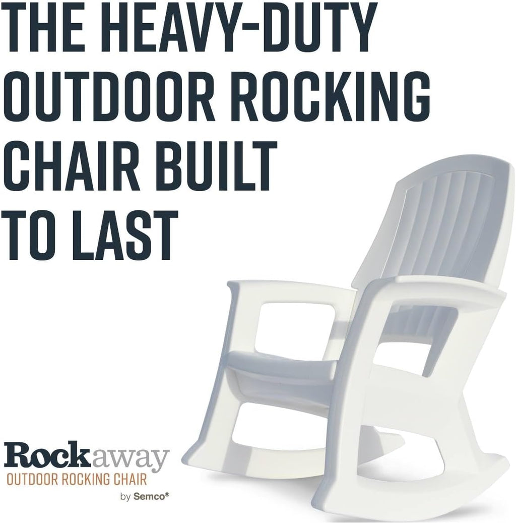 Semco Plastics Rockaway Heavy Duty All Weather Outdoor Rocking Chair with Easy Assembly and Low Maintenance for Porch, Deck, and Patio, White