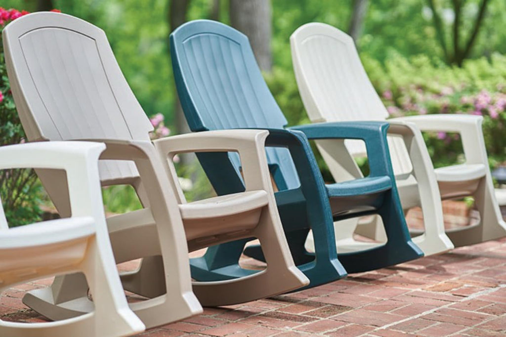Semco Plastics Rockaway Heavy Duty All Weather Outdoor Rocking Chair with Easy Assembly and Low Maintenance for Porch, Deck, and Patio, White