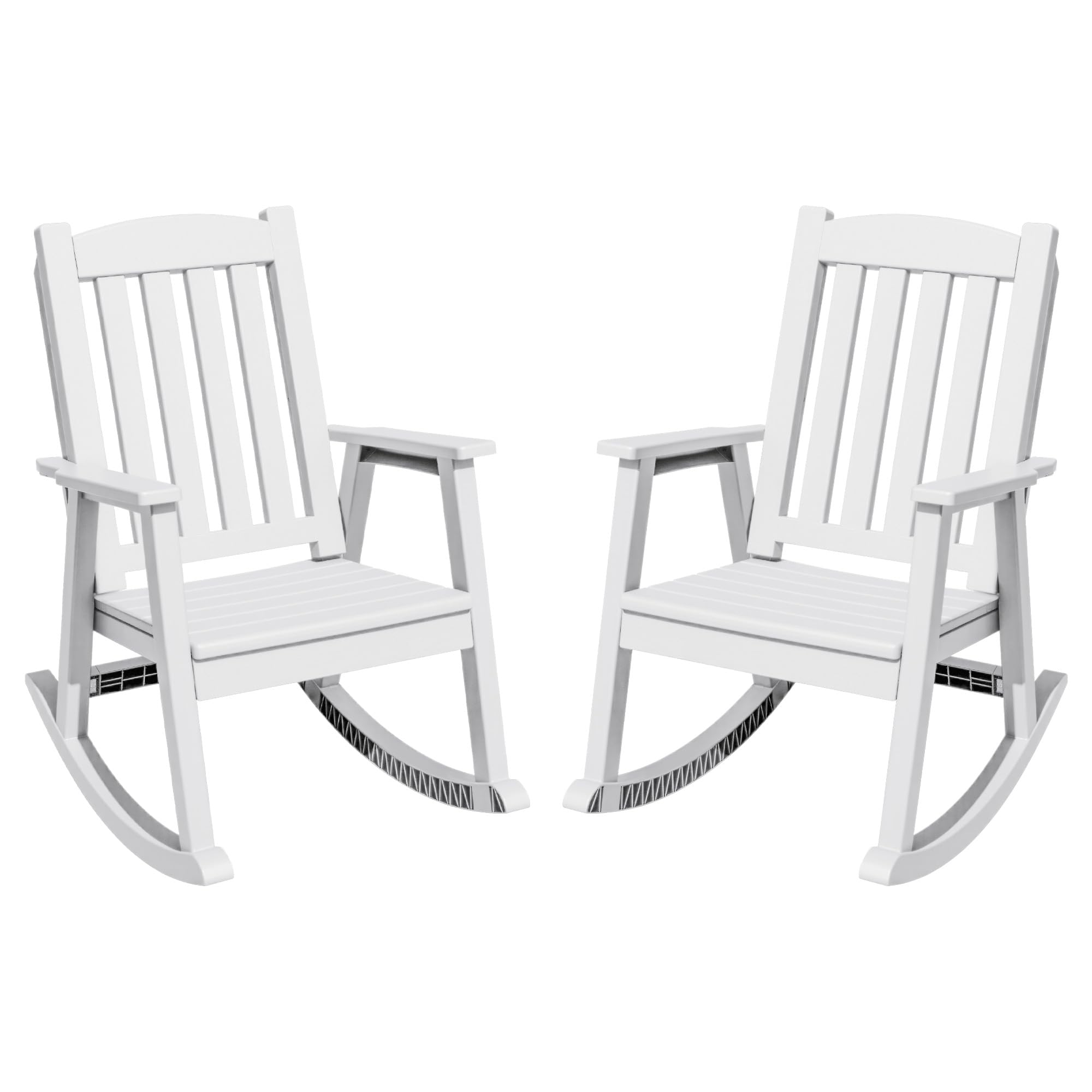Greesum Outdoor Rocking Chair, 300lbs All-Weather Patio Rocker, Rust-Proof & UV-Resistant, Comfortable Smooth Glide for Deck, Porch, Lawn, or Garden, White