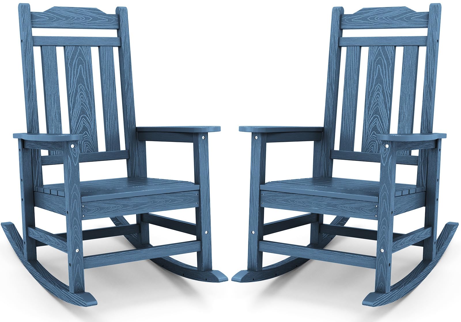SERWALL Black Outdoor Rocking Chair Set of 2, All Weather Patio Rocking Chair, HDPE Poly Rocking Chair for Adults, Heavy Duty Front Porch Rocker