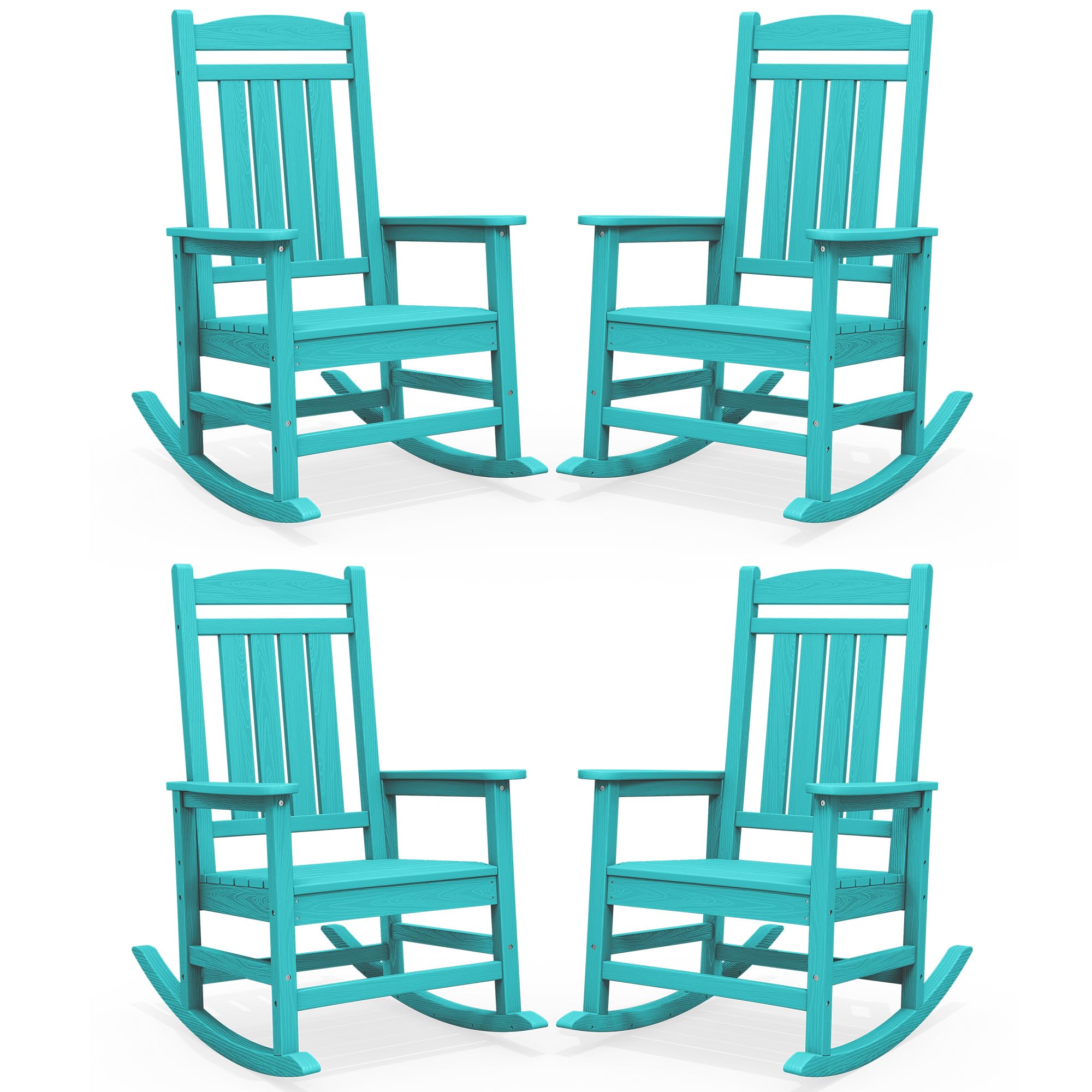 SERWALL Oversized Outdoor Rocking Chairs Set of 2, Oversized HDPE Porch Rockers for Adults, All-Weather Composite Patio Rocking Chairs, White
