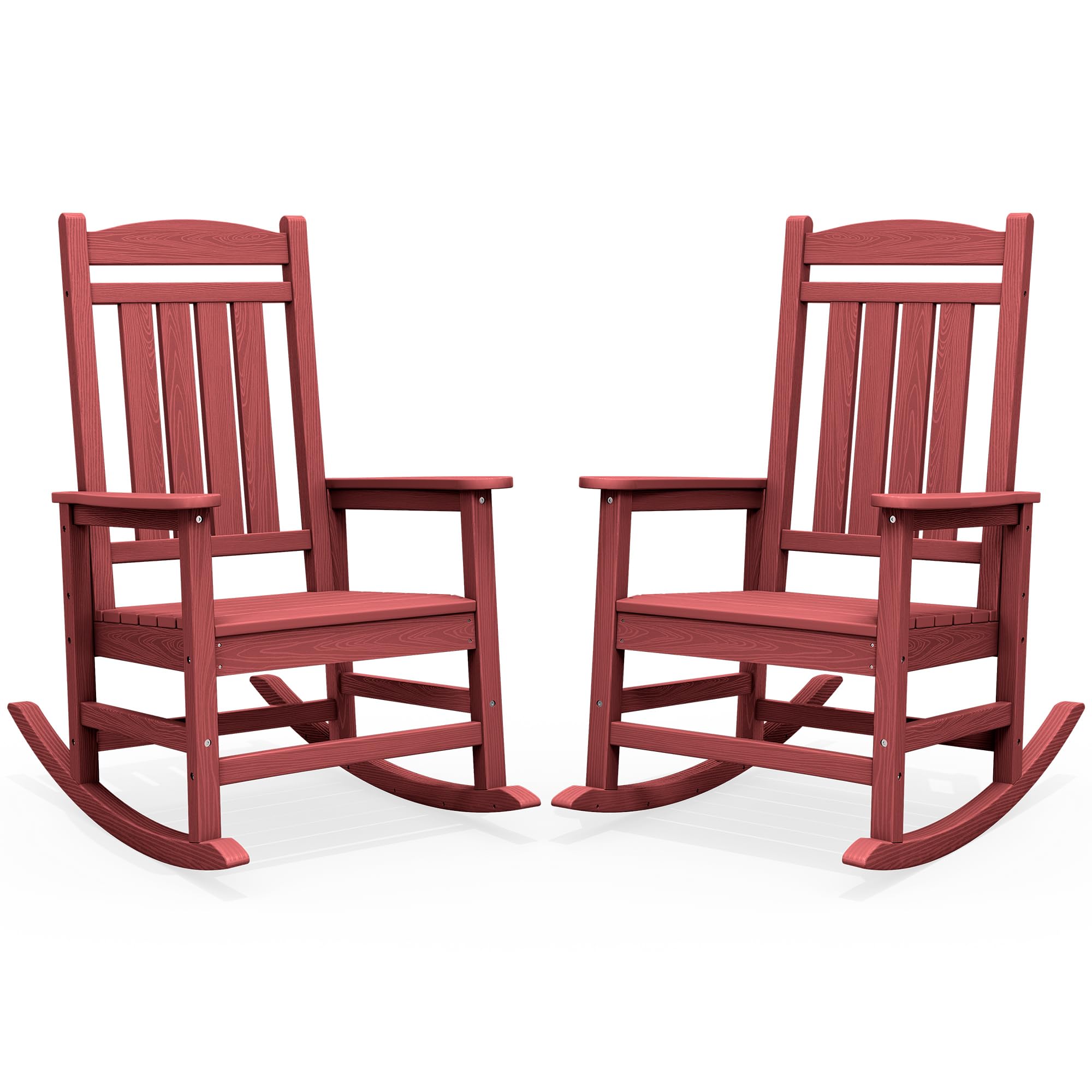 SERWALL Oversized Outdoor Rocking Chairs Set of 2, Oversized HDPE Porch Rockers for Adults, All-Weather Composite Patio Rocking Chairs, White