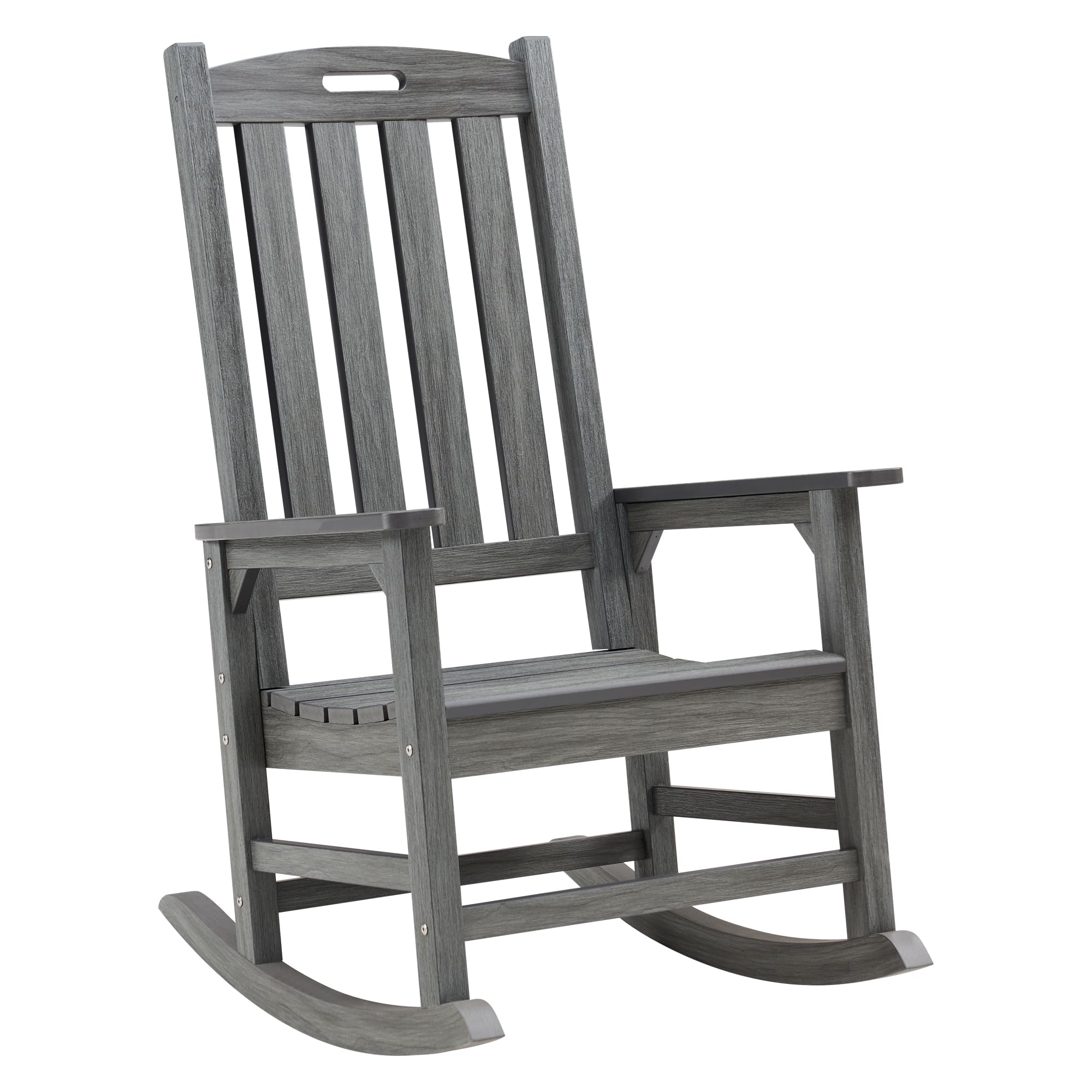 Psilvam Oversized Outdoor Rocking Chair, HDPE Porch Rocker Chairs for Adults, All Weather Resistant Rocking Chairs for Patio Lawn Garden, 350lbs Weight Capacity (Brown)