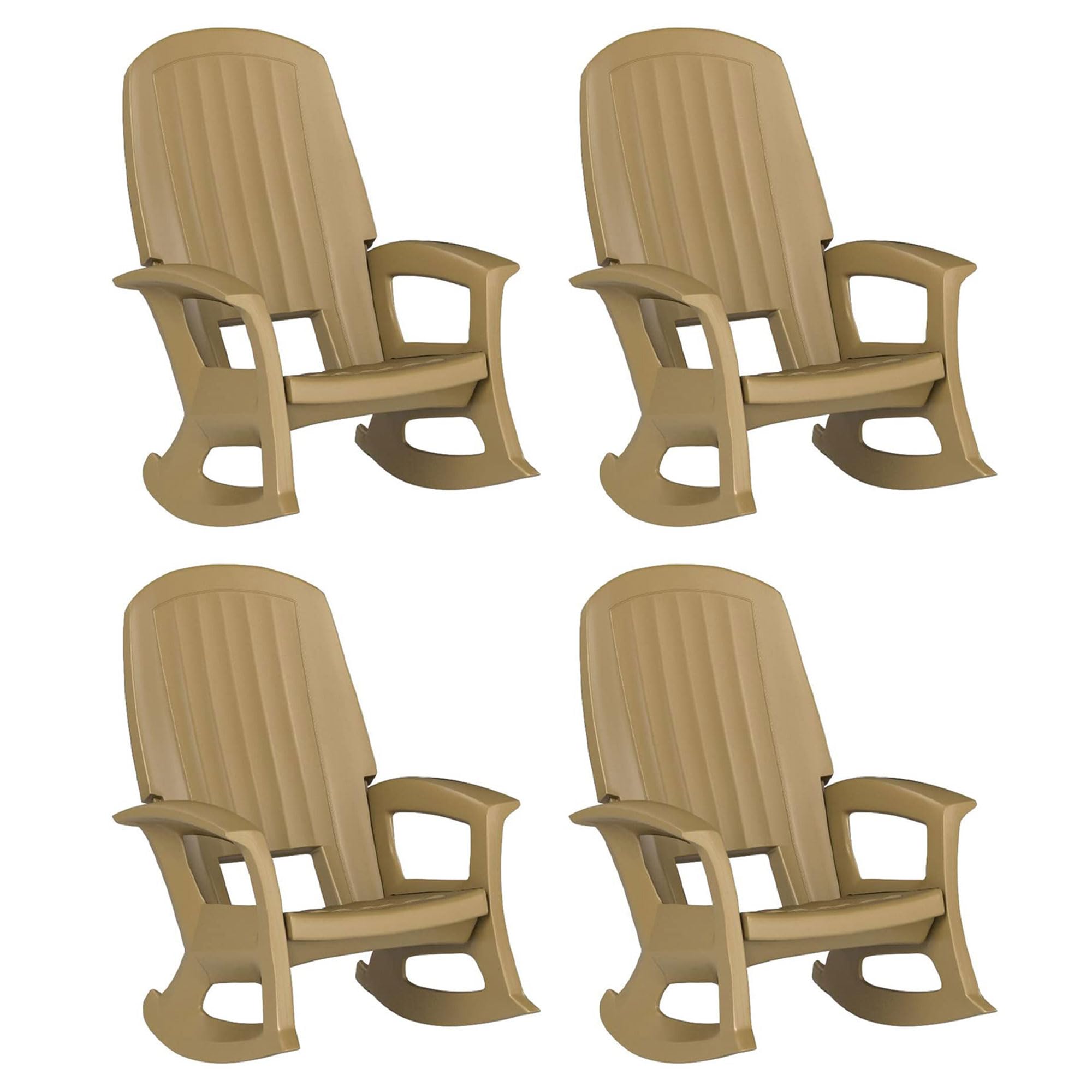 Semco Plastics Rockaway Heavy Duty Polyethylene All Weather Outdoor Rocking Chair with Backrest and Armrests for Porch, Deck and Patio, Taupe