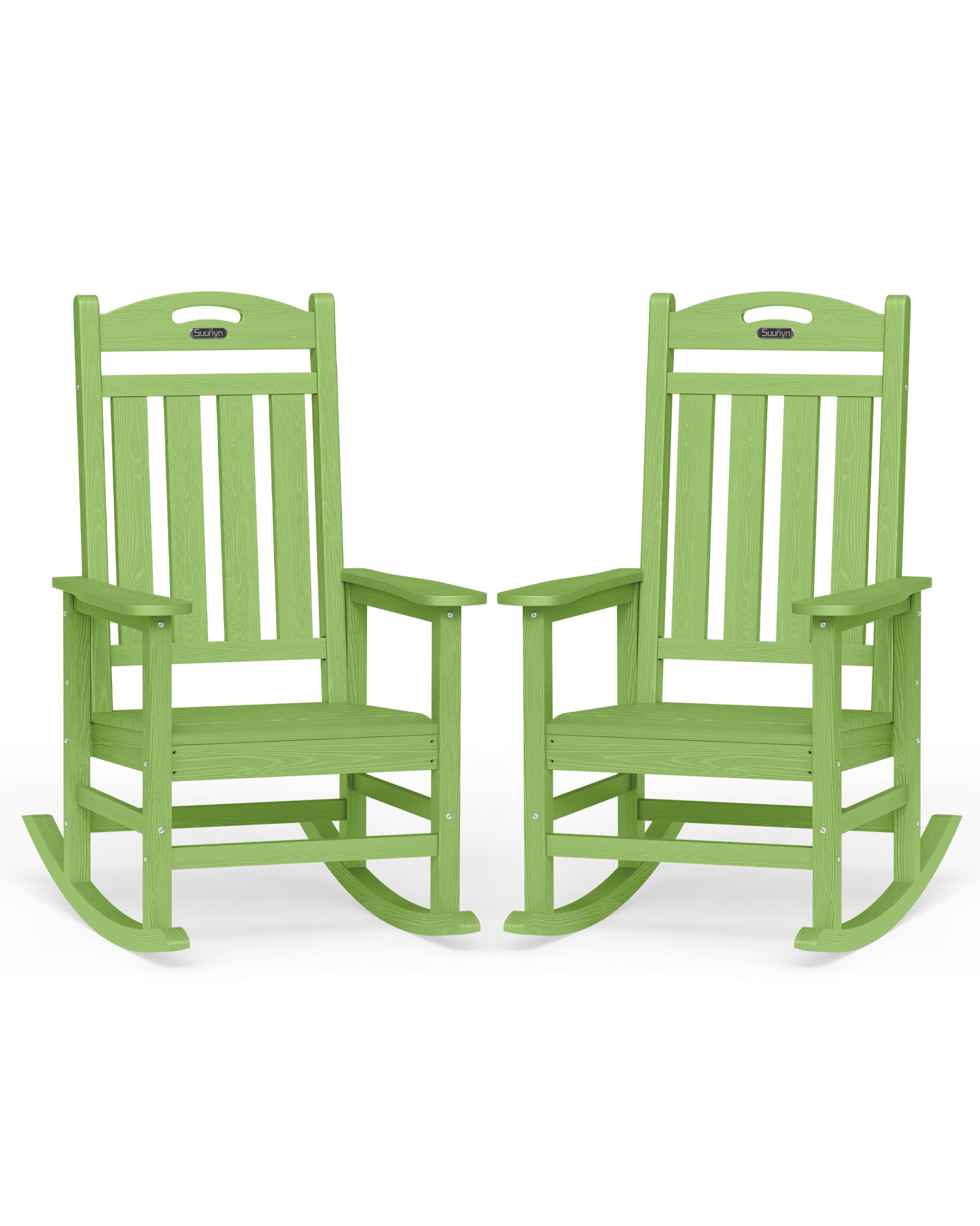 Oversized Outdoor Rocking Chair, High Back Porch Rocker Chair, HDPE All Weather Resistant Rocking Chairs for Patio, 380lbs Weight Capacity, Black