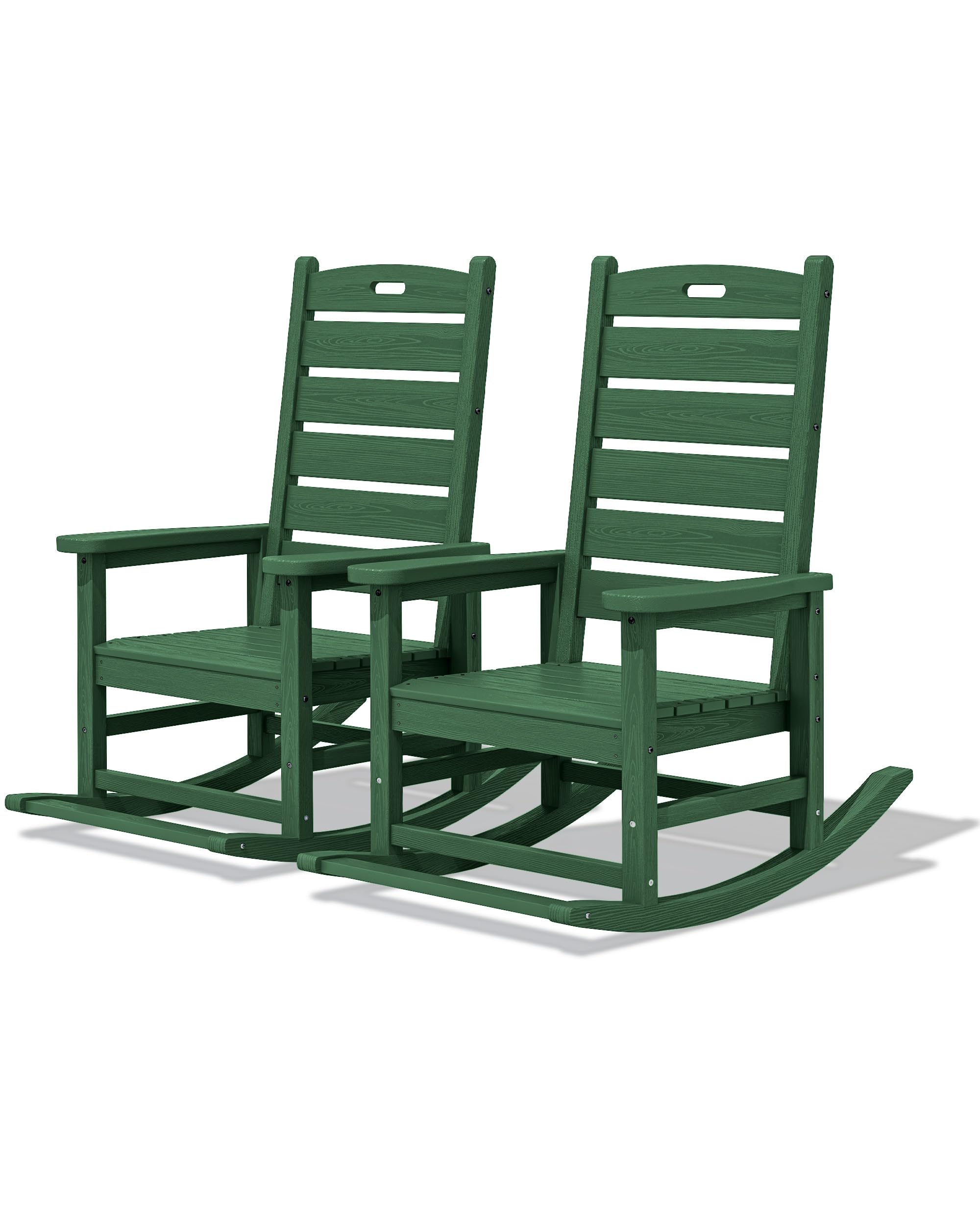 SERWALL Outdoor Rocking Chair Set of 2, Oversized Rocking Chair with Footboard for Adults, HDPE All Weather Resistant Rocking Chairs for Patio, 350lbs Weight Capacity, Gray