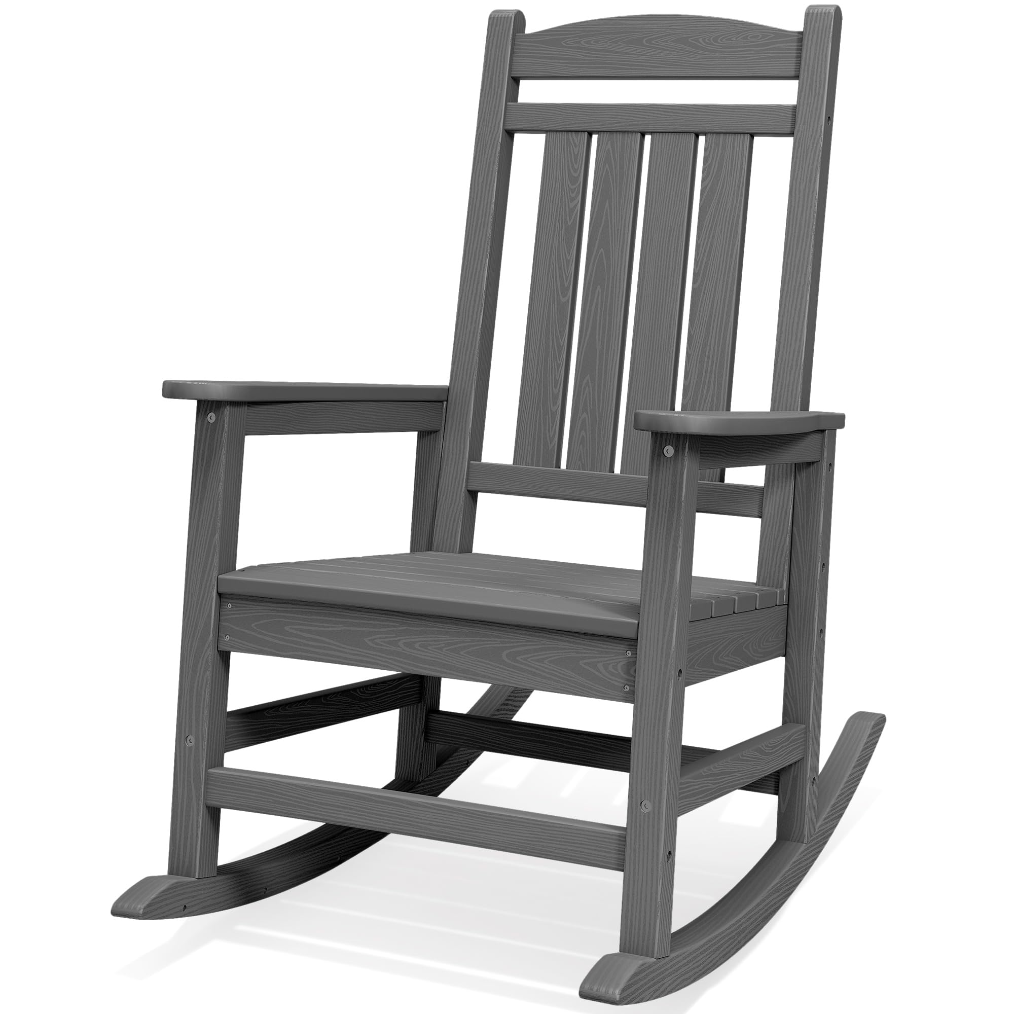 SERWALL Oversized Outdoor Rocking Chairs Set of 2, Oversized HDPE Porch Rockers for Adults, All-Weather Composite Patio Rocking Chairs, White