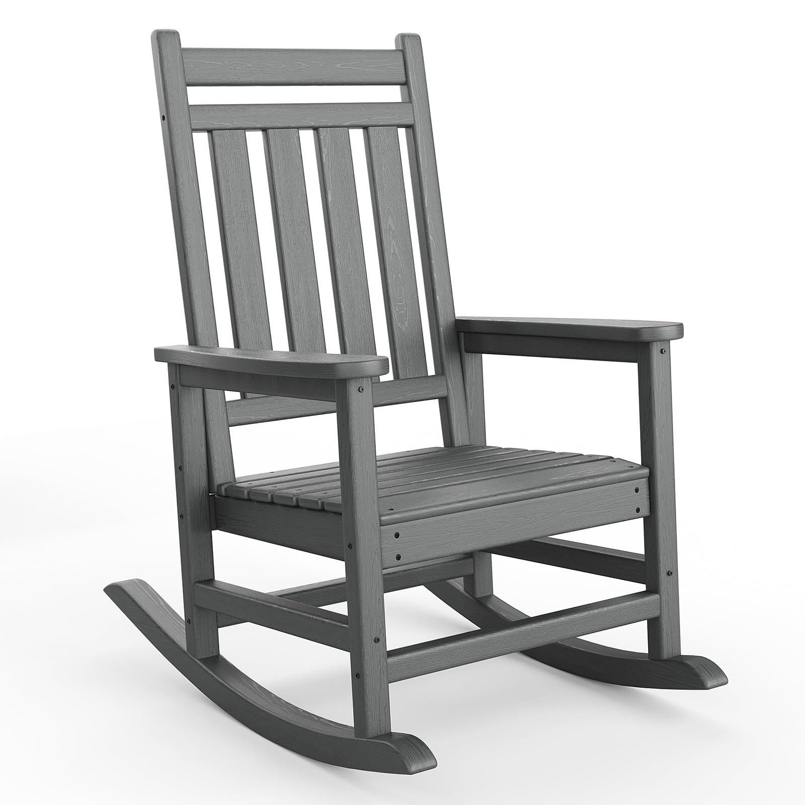 Black Garvee 2-Pack HDPE High Back Outdoor Rocking Chairs with Side Table All Weather Patio Porch Furniture