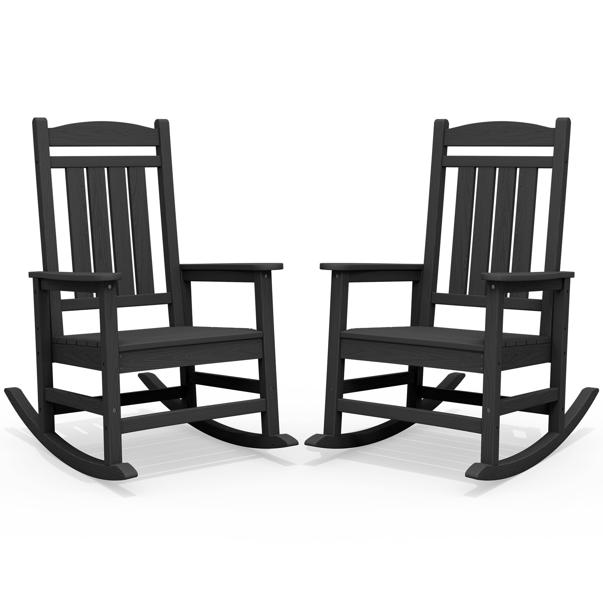 SERWALL Oversized Outdoor Rocking Chairs Set of 2, Oversized HDPE Porch Rockers for Adults, All-Weather Composite Patio Rocking Chairs, White