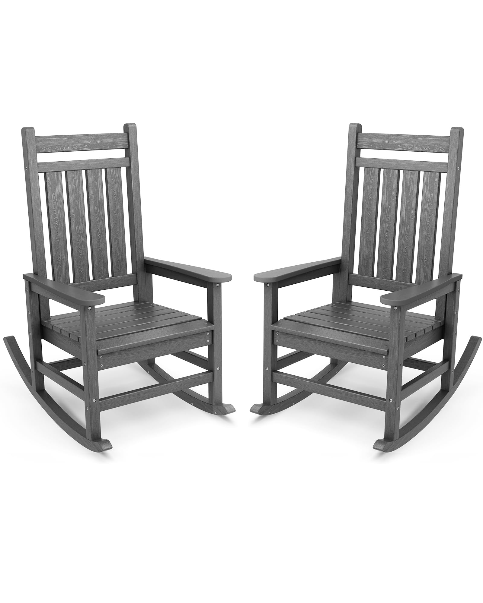 SERWALL Oversized Outdoor Rocking Chair Set of 2, HDPE Rocker for Adults, Patio Rocking Chairs for Porch, Blue