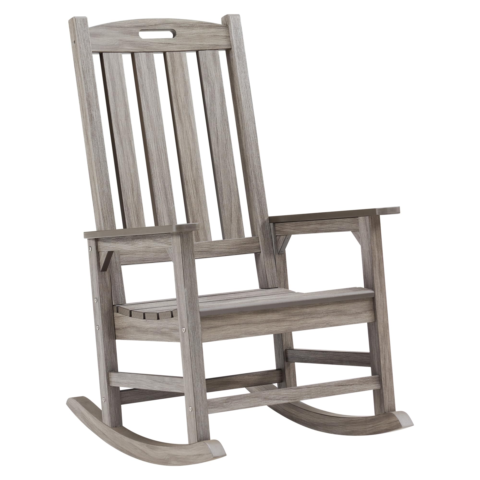 Psilvam Oversized Outdoor Rocking Chair, HDPE Porch Rocker Chairs for Adults, All Weather Resistant Rocking Chairs for Patio Lawn Garden, 350lbs Weight Capacity (Brown)