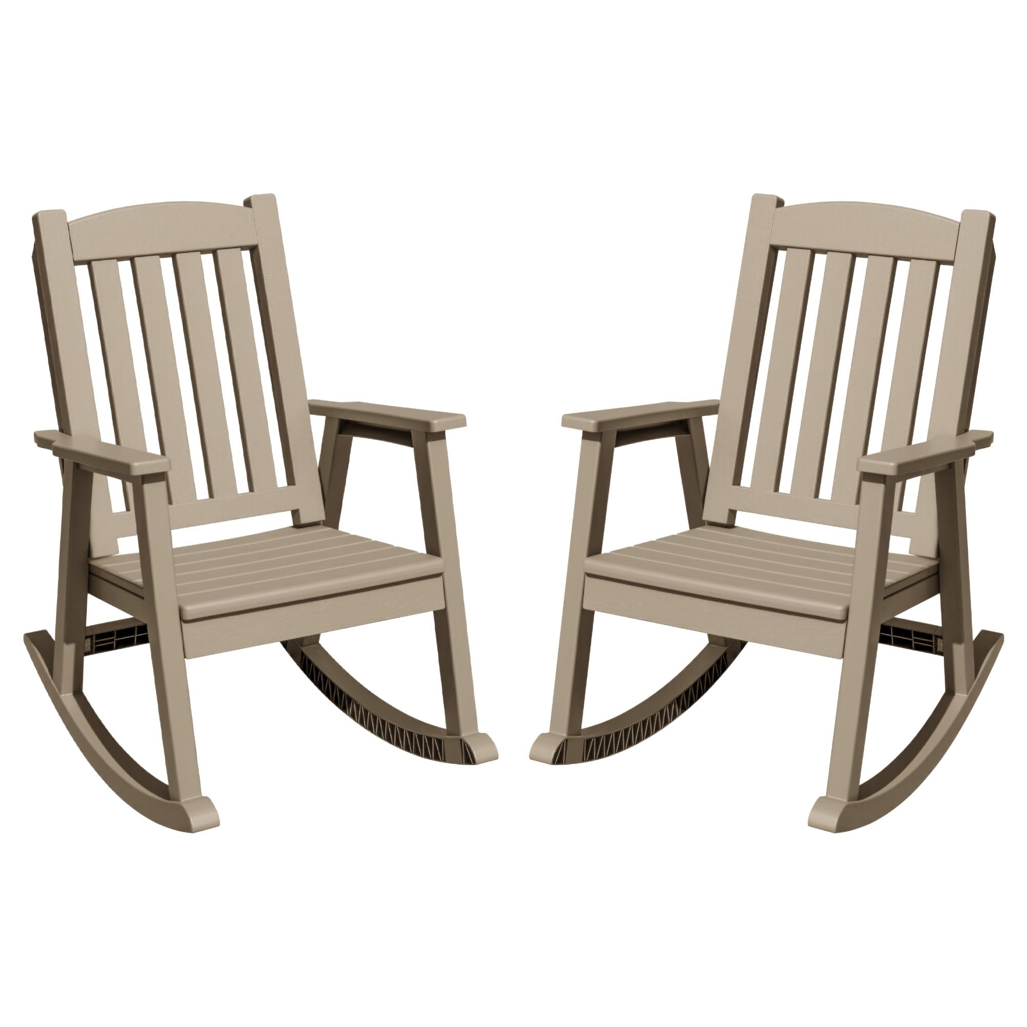 Greesum Outdoor Rocking Chair, 300lbs All-Weather Patio Rocker, Rust-Proof & UV-Resistant, Comfortable Smooth Glide for Deck, Porch, Lawn, or Garden, White