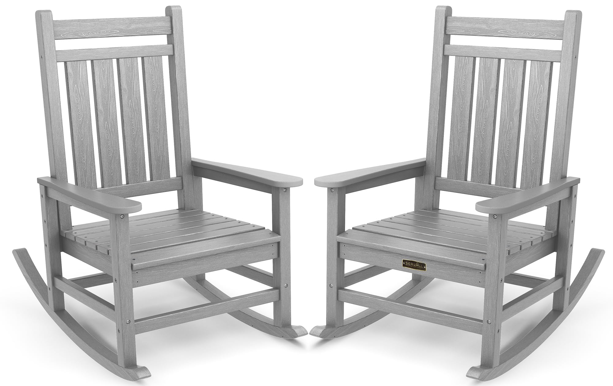 SERWALL Oversized Outdoor Rocking Chair Set of 2, HDPE Rocker for Adults, Patio Rocking Chairs for Porch, Blue