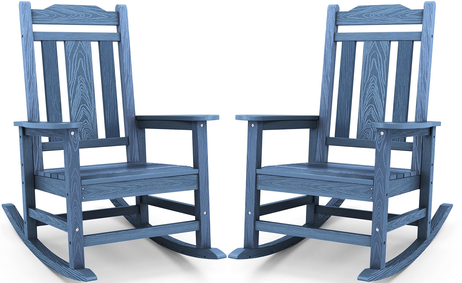 SERWALL Black Outdoor Rocking Chair Set of 2, All Weather Patio Rocking Chair, HDPE Poly Rocking Chair for Adults, Heavy Duty Front Porch Rocker