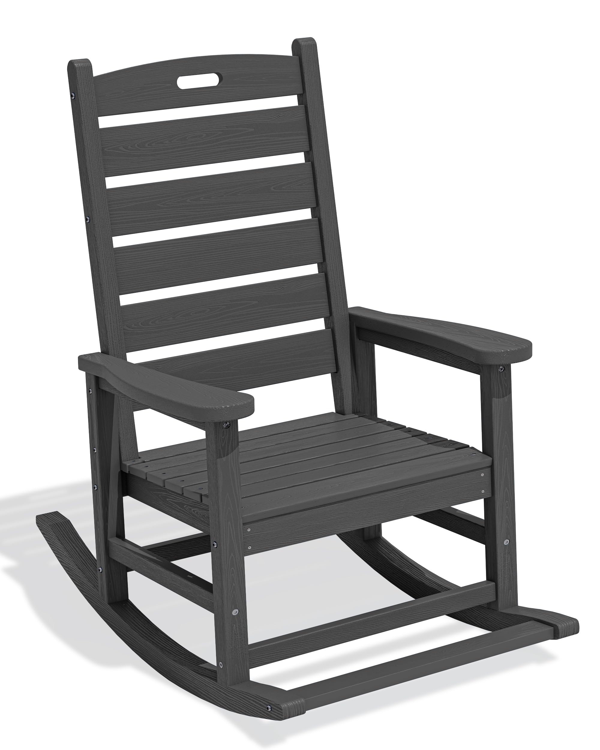 SERWALL Outdoor Rocking Chair Set of 2, Oversized Rocking Chair with Footboard for Adults, HDPE All Weather Resistant Rocking Chairs for Patio, 350lbs Weight Capacity, Gray