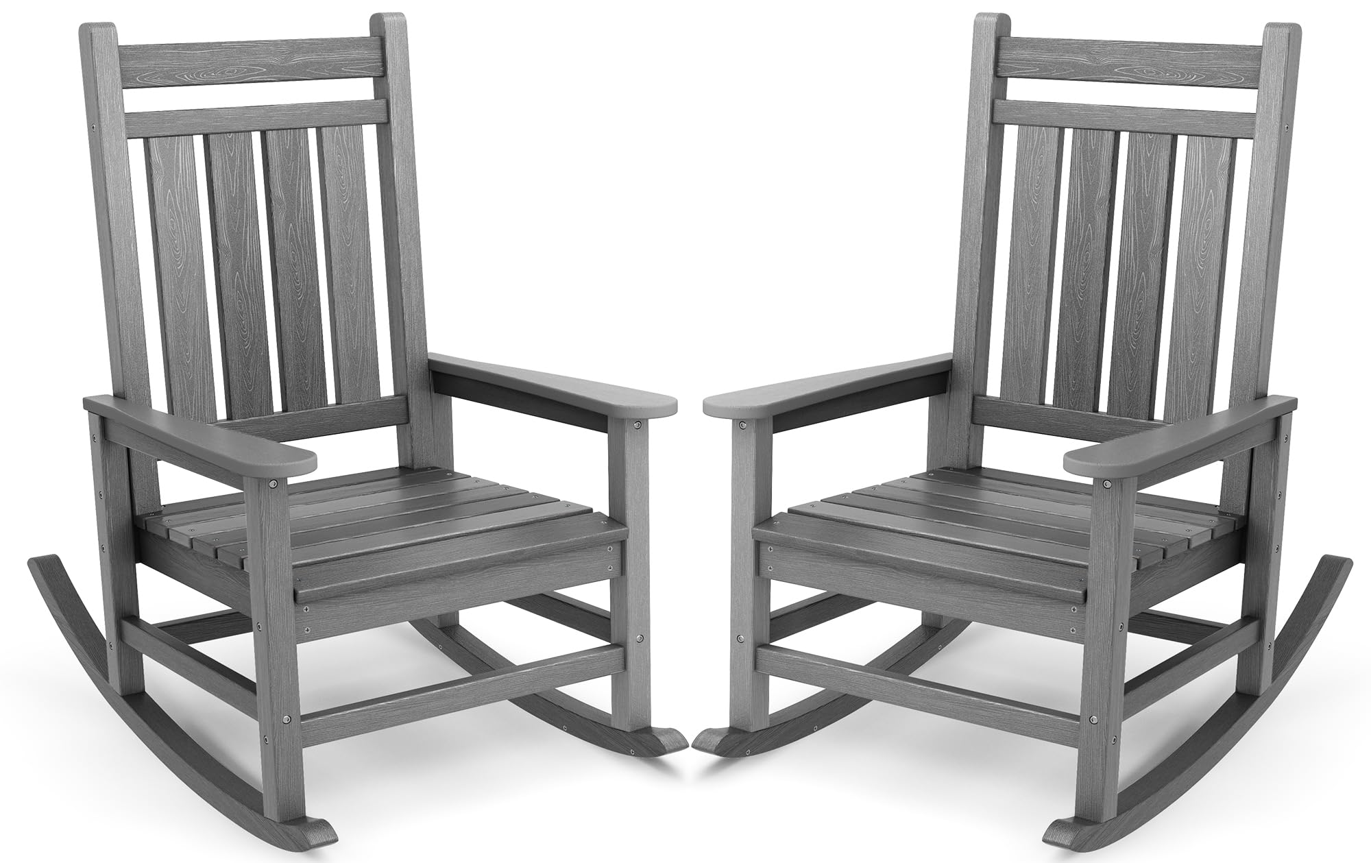 SERWALL Oversized Outdoor Rocking Chair Set of 2, HDPE Rocker for Adults, Patio Rocking Chairs for Porch, Blue