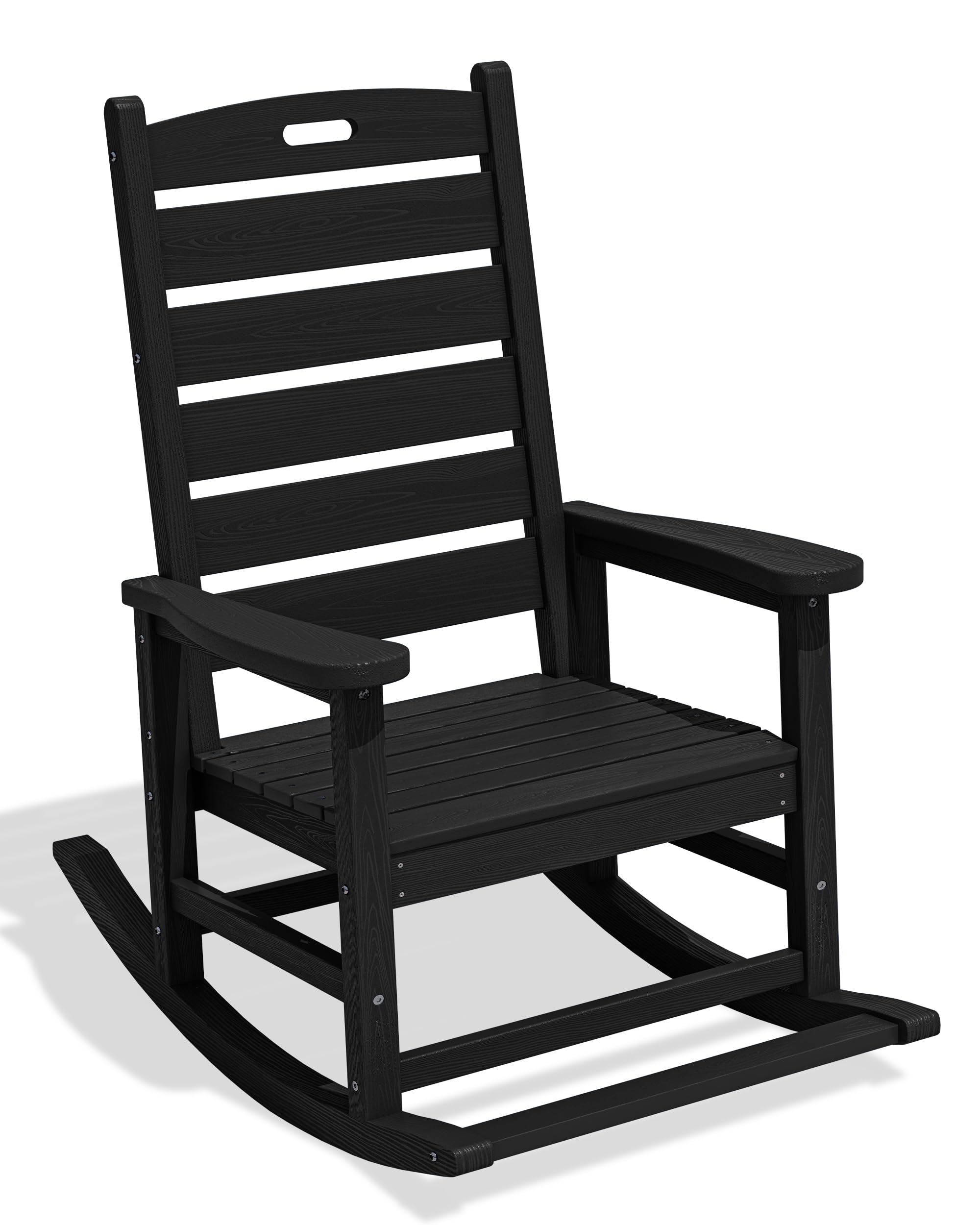 SERWALL Outdoor Rocking Chair Set of 2, Oversized Rocking Chair with Footboard for Adults, HDPE All Weather Resistant Rocking Chairs for Patio, 350lbs Weight Capacity, Gray