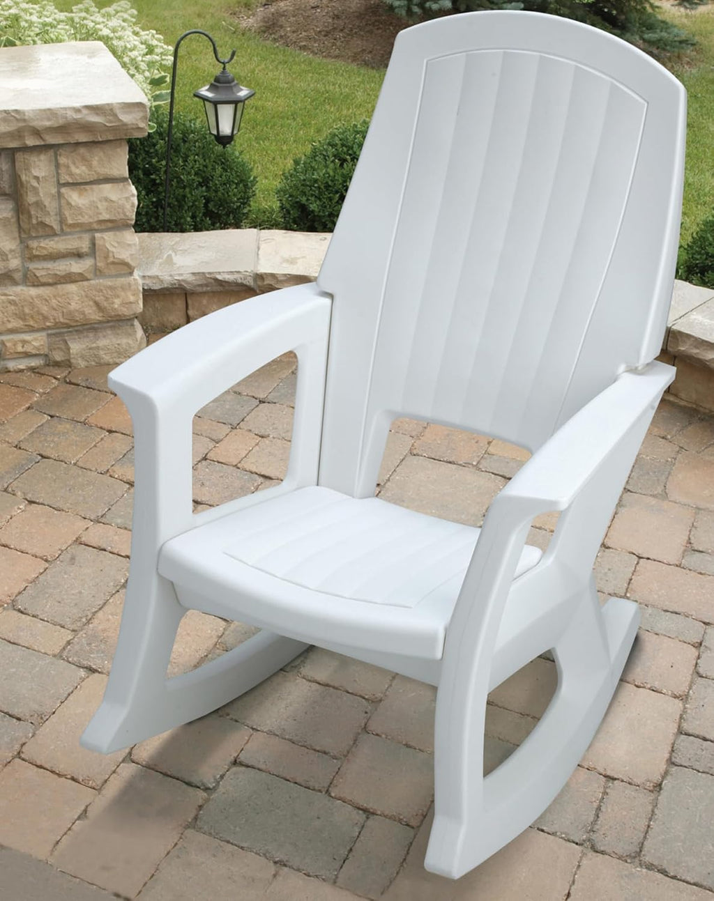 Semco Plastics Rockaway Heavy Duty All Weather Outdoor Rocking Chair with Easy Assembly and Low Maintenance for Porch, Deck, and Patio, White