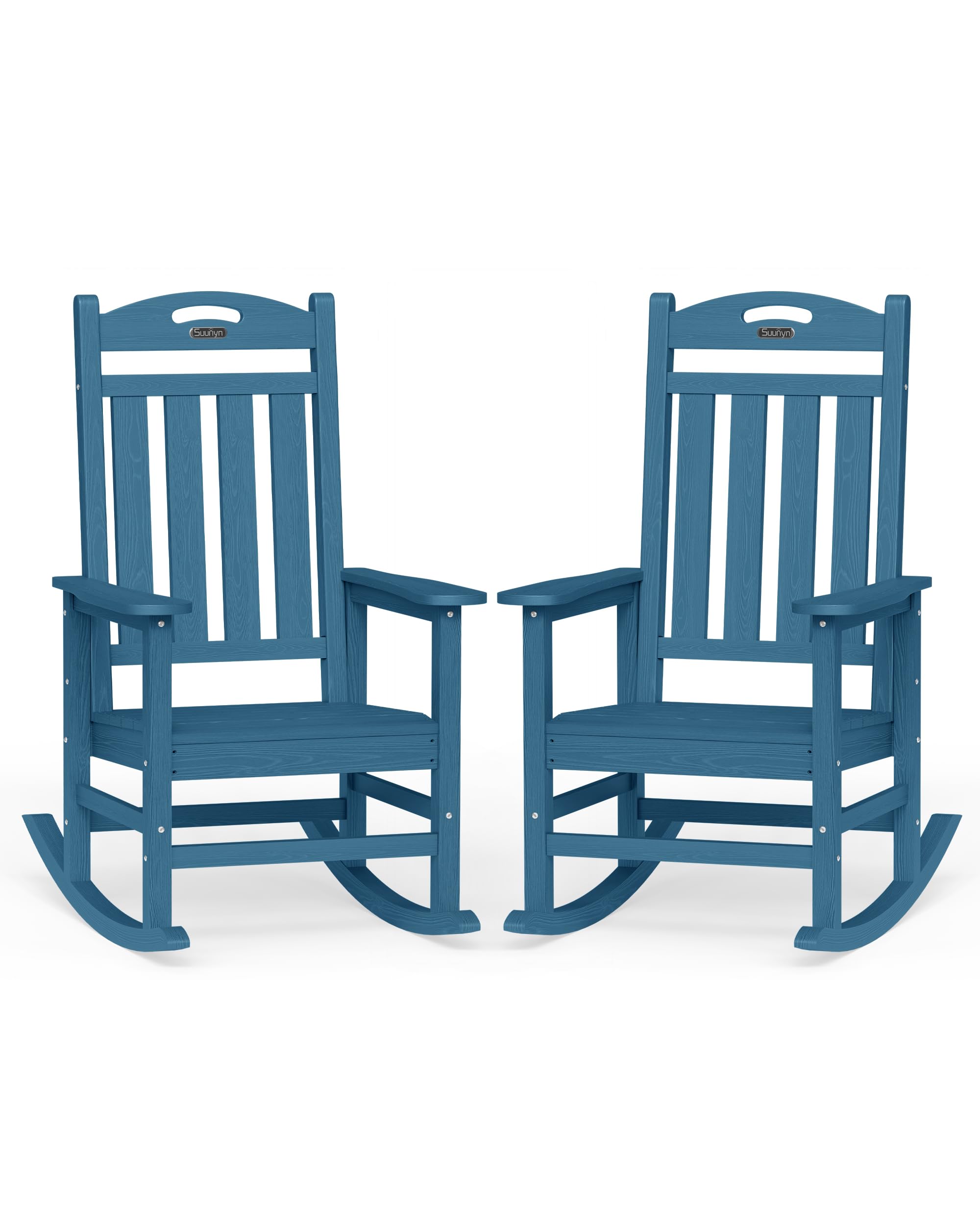 Oversized Outdoor Rocking Chair, High Back Porch Rocker Chair, HDPE All Weather Resistant Rocking Chairs for Patio, 380lbs Weight Capacity, Black