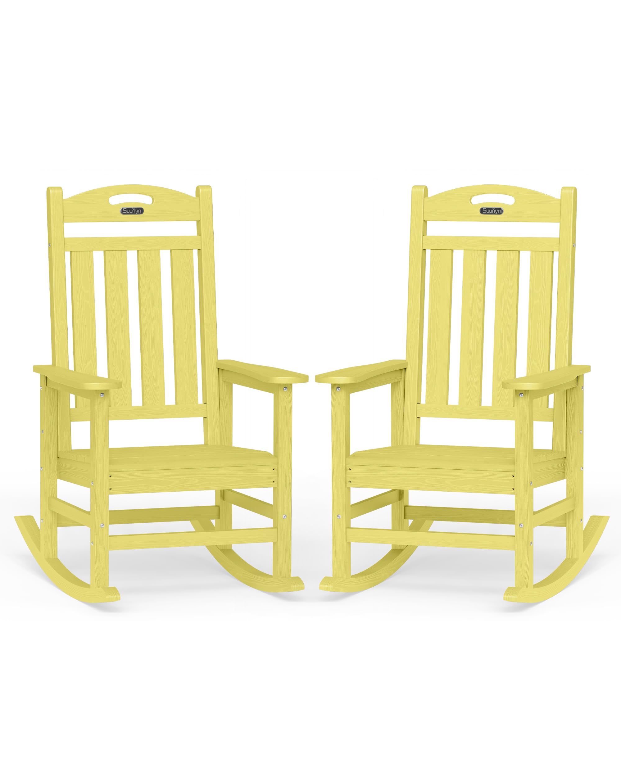 Oversized Outdoor Rocking Chair, High Back Porch Rocker Chair, HDPE All Weather Resistant Rocking Chairs for Patio, 380lbs Weight Capacity, Black
