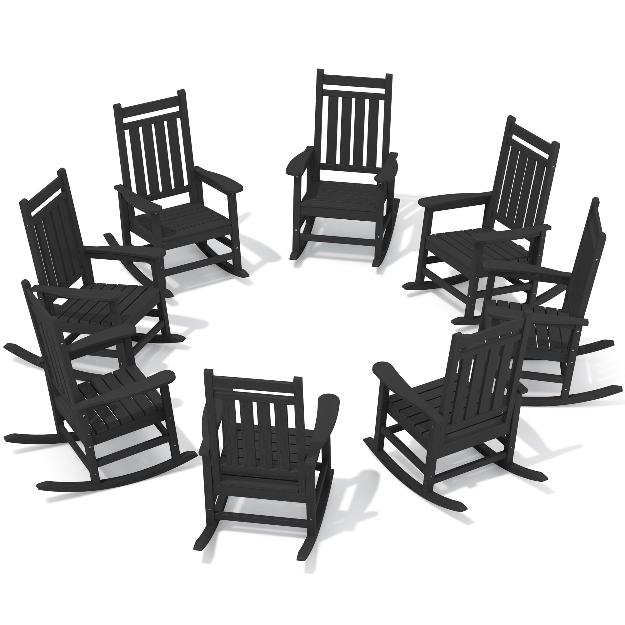 SERWALL Oversized Outdoor Rocking Chair Set of 2, HDPE Rocker for Adults, Patio Rocking Chairs for Porch, Blue