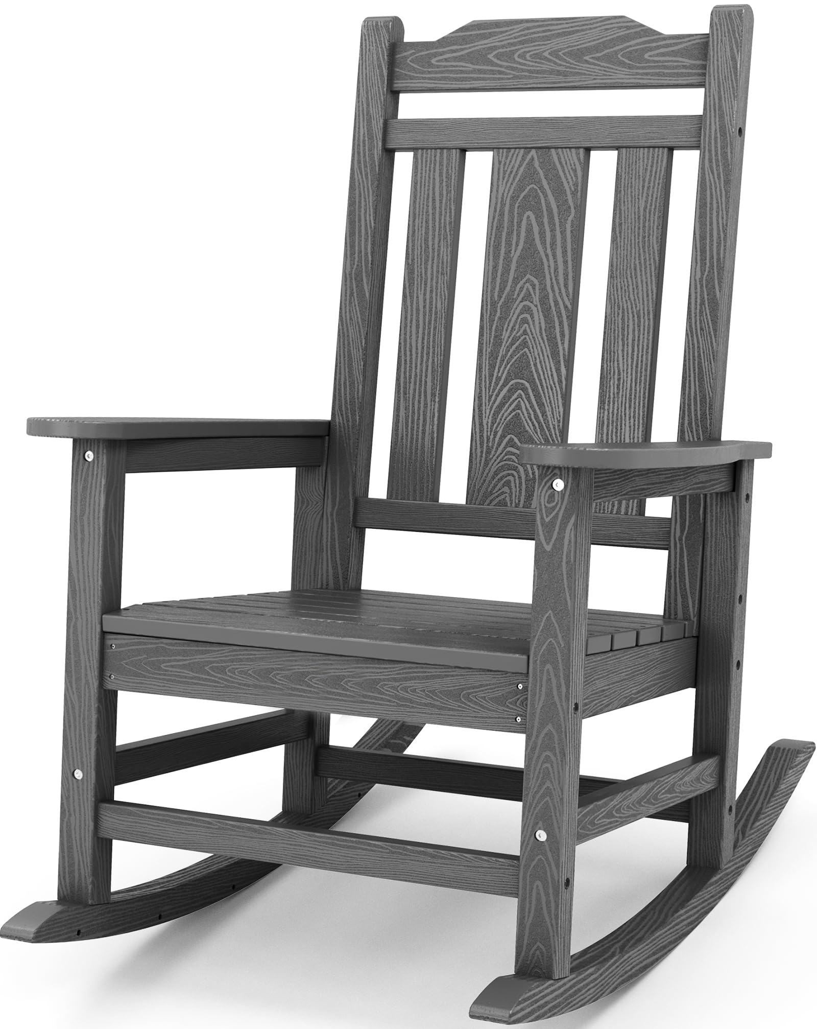 SERWALL Black Outdoor Rocking Chair Set of 2, All Weather Patio Rocking Chair, HDPE Poly Rocking Chair for Adults, Heavy Duty Front Porch Rocker