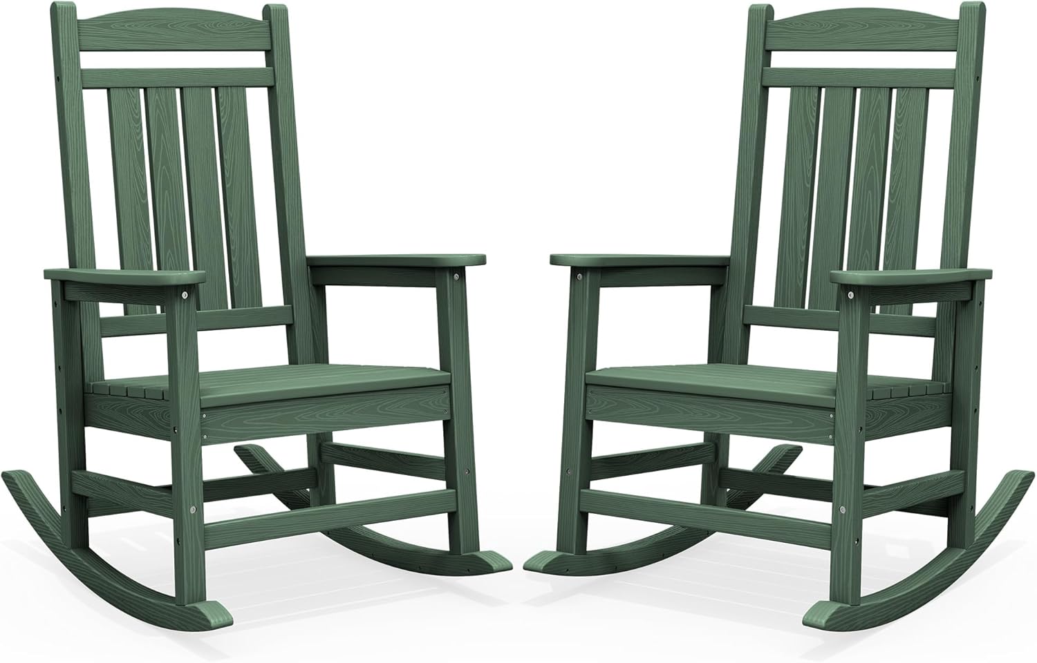 SERWALL Oversized Outdoor Rocking Chairs Set of 2, Oversized HDPE Porch Rockers for Adults, All-Weather Composite Patio Rocking Chairs, White