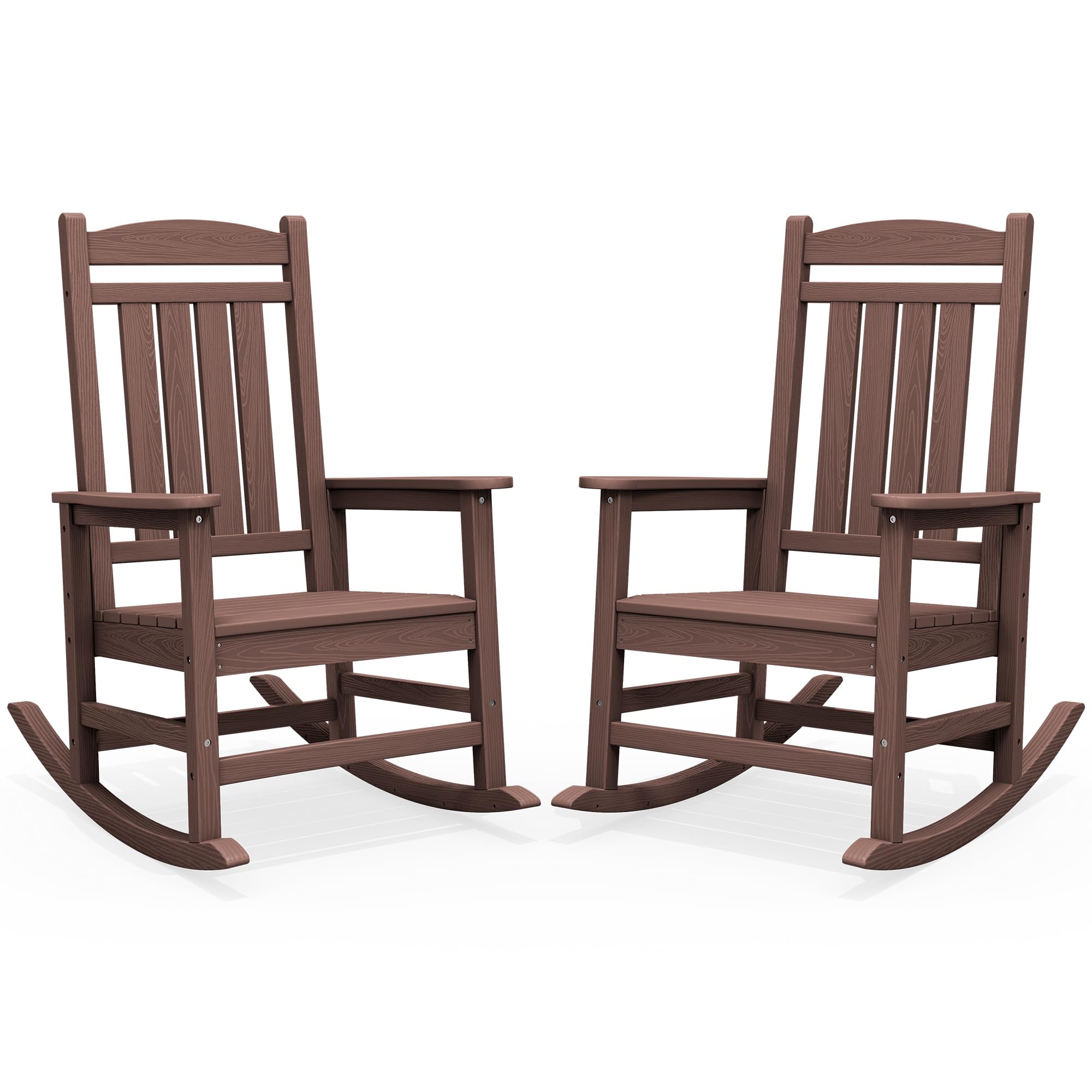 SERWALL Oversized Outdoor Rocking Chairs Set of 2, Oversized HDPE Porch Rockers for Adults, All-Weather Composite Patio Rocking Chairs, White