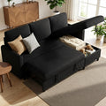 JAMFLY Pull Out Sleeper Sofa Bed with Storage Chaise, L-Shaped Corduroy Sectional Couch, 3-Seater Convertible Sofa with Hidden Storage for Small Living Room, Apartment, Office, Grey
