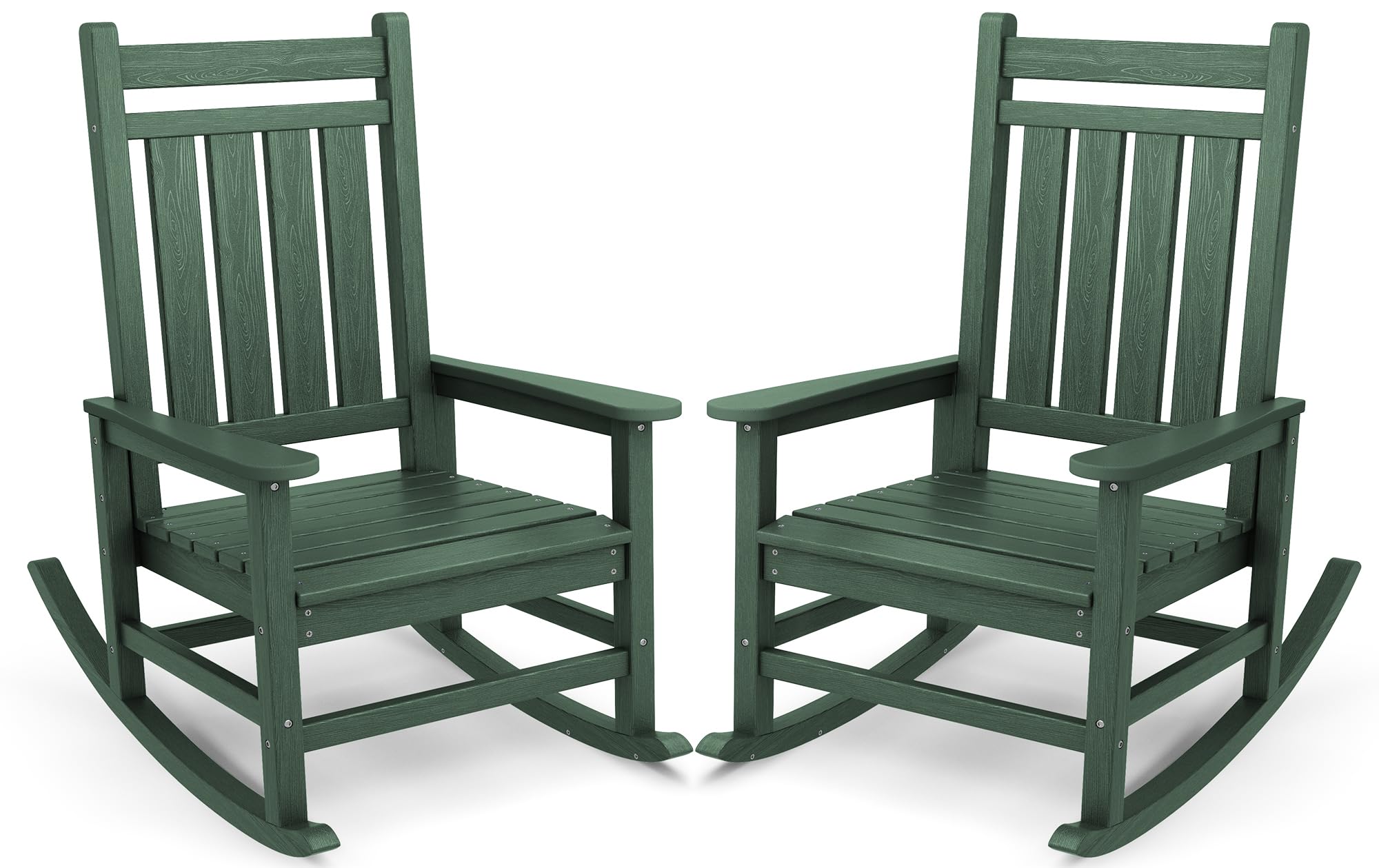 SERWALL Oversized Outdoor Rocking Chair Set of 2, HDPE Rocker for Adults, Patio Rocking Chairs for Porch, Blue