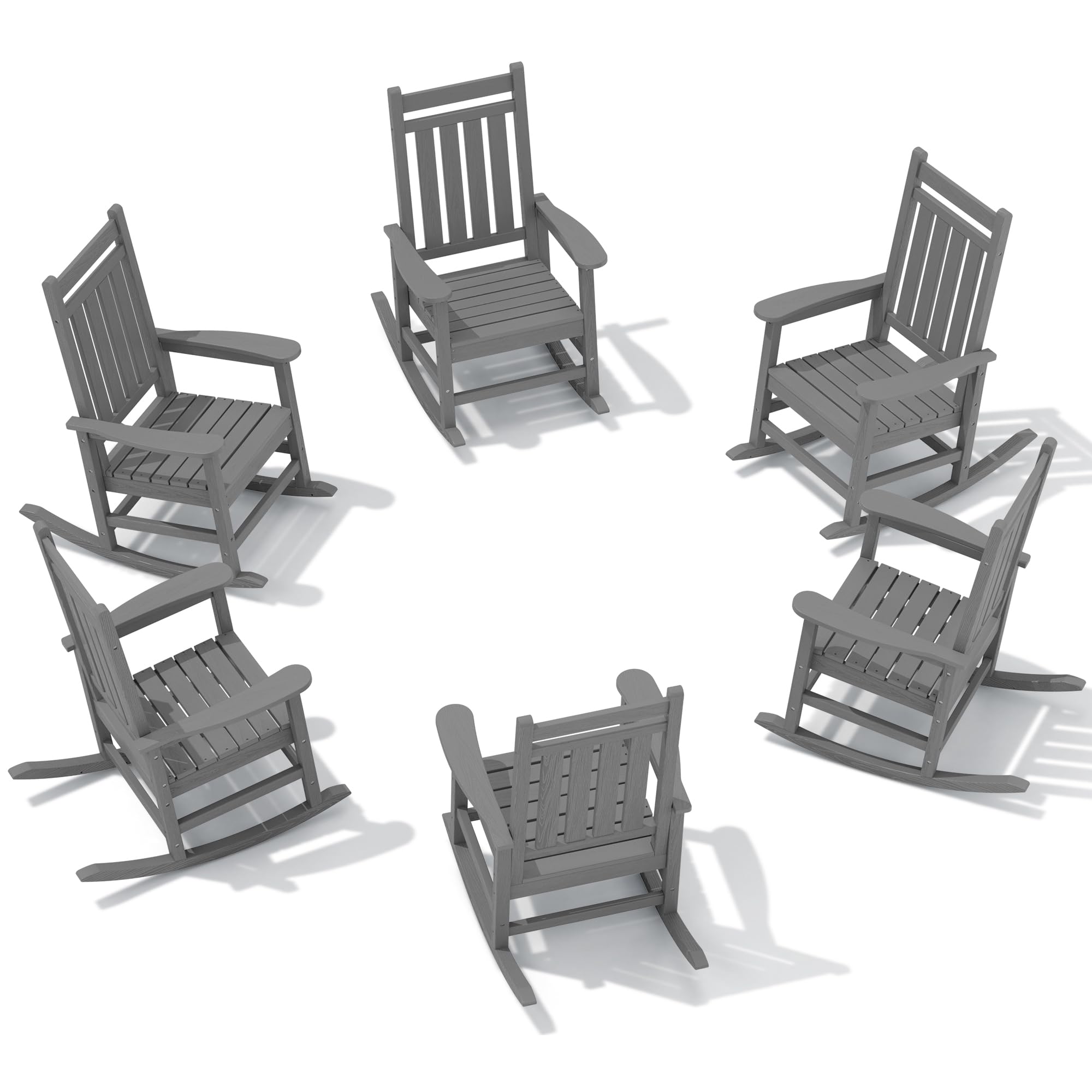 SERWALL Oversized Outdoor Rocking Chair Set of 2, HDPE Rocker for Adults, Patio Rocking Chairs for Porch, Blue