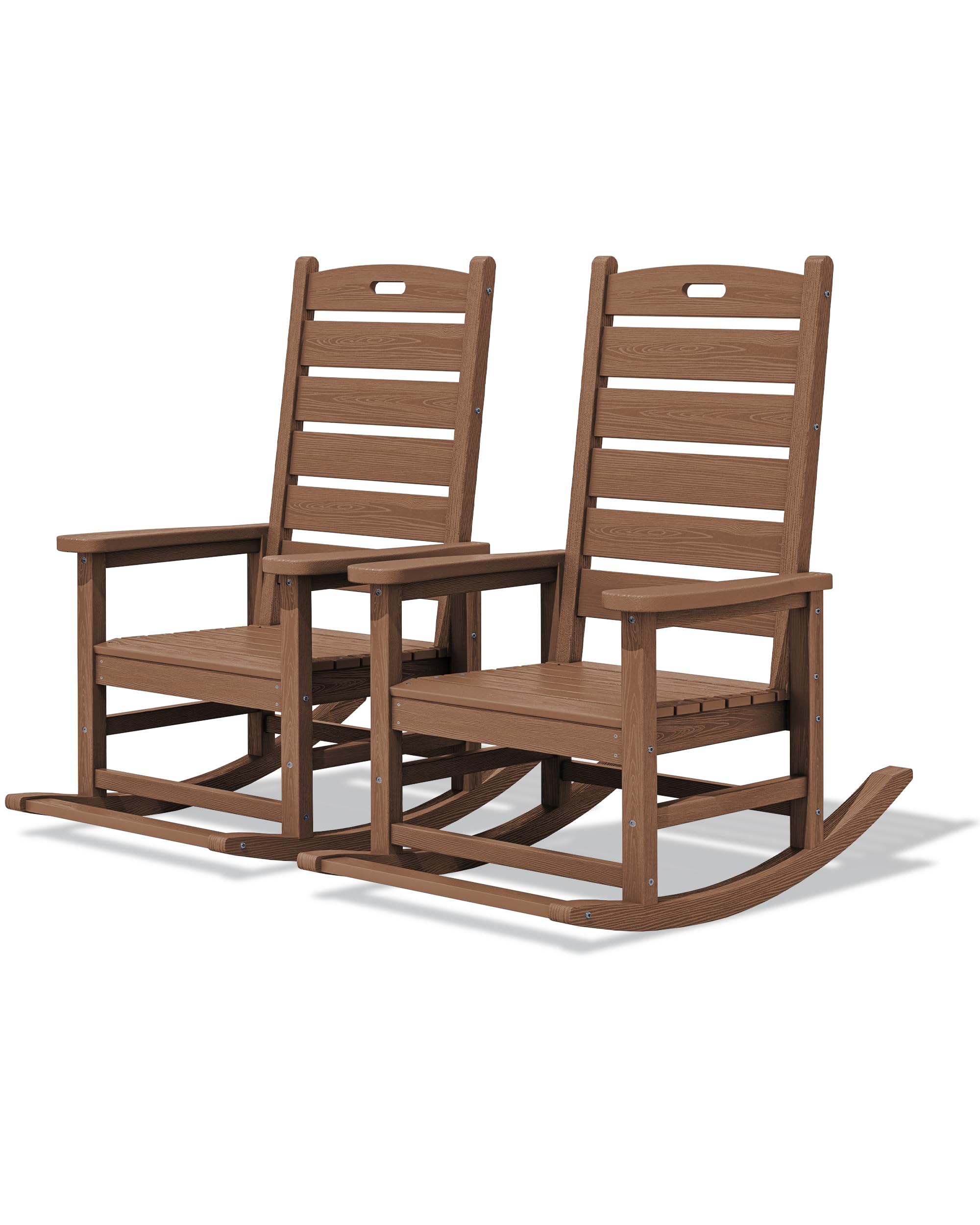 SERWALL Outdoor Rocking Chair Set of 2, Oversized Rocking Chair with Footboard for Adults, HDPE All Weather Resistant Rocking Chairs for Patio, 350lbs Weight Capacity, Gray