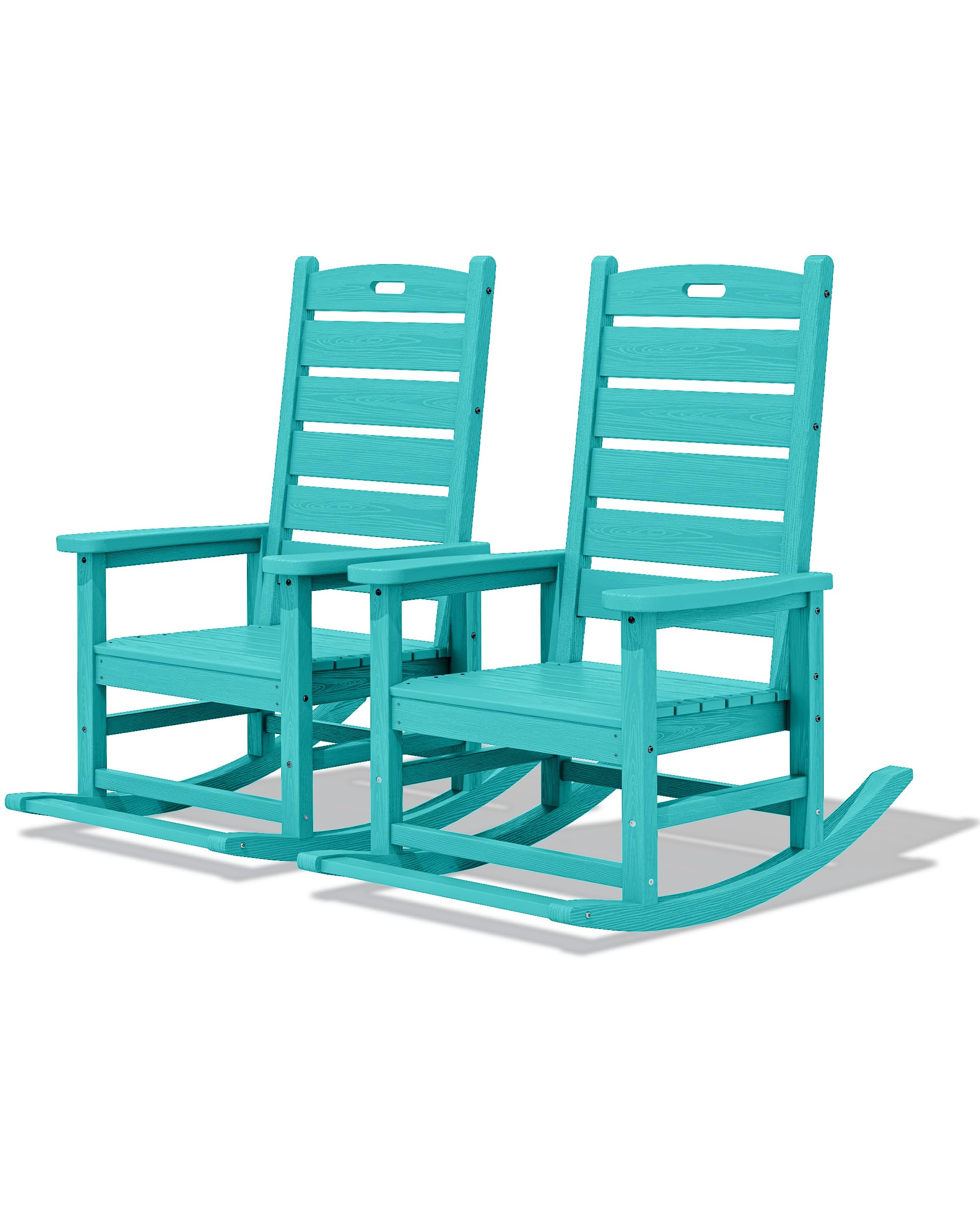 SERWALL Outdoor Rocking Chair Set of 2, Oversized Rocking Chair with Footboard for Adults, HDPE All Weather Resistant Rocking Chairs for Patio, 350lbs Weight Capacity, Gray