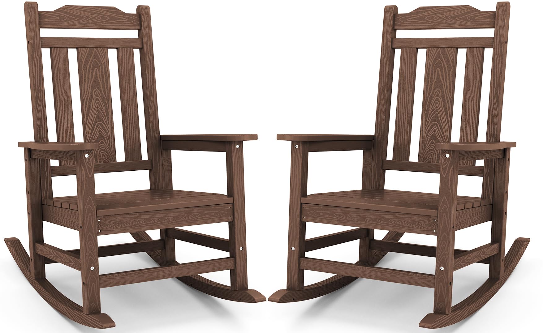 SERWALL Black Outdoor Rocking Chair Set of 2, All Weather Patio Rocking Chair, HDPE Poly Rocking Chair for Adults, Heavy Duty Front Porch Rocker
