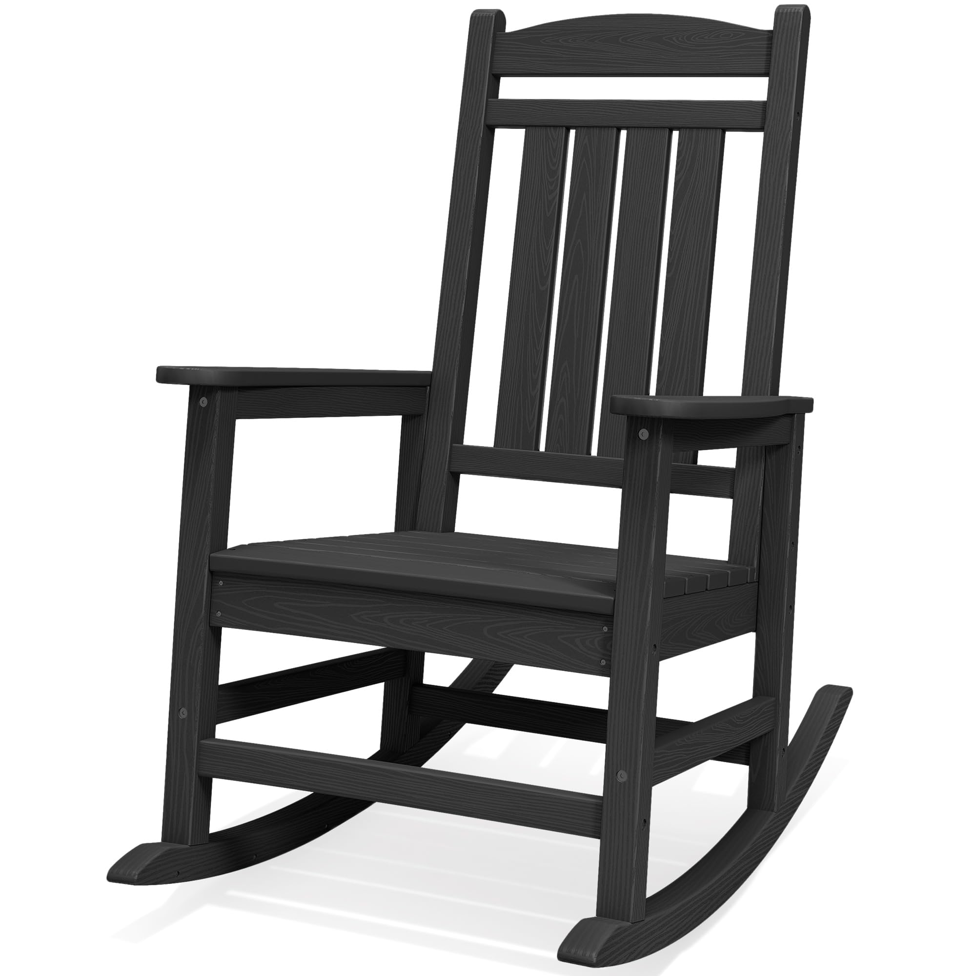 SERWALL Oversized Outdoor Rocking Chairs Set of 2, Oversized HDPE Porch Rockers for Adults, All-Weather Composite Patio Rocking Chairs, White