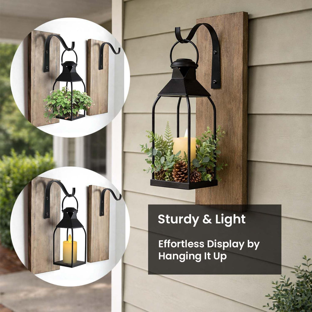 Black Set of 3 Decorative Metal Farmhouse Lanterns 12"/15.7"/20" Indoor Outdoor Porch Wedding Centerpiece Without Candles