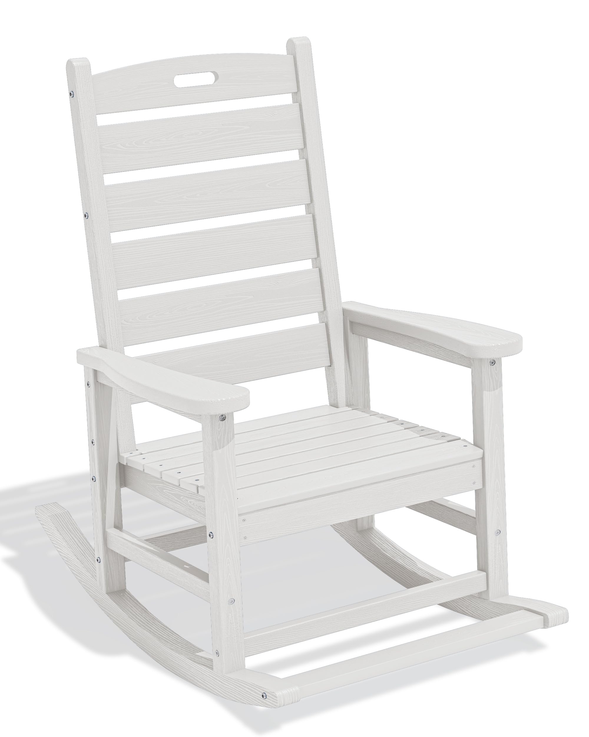 SERWALL Outdoor Rocking Chair Set of 2, Oversized Rocking Chair with Footboard for Adults, HDPE All Weather Resistant Rocking Chairs for Patio, 350lbs Weight Capacity, Gray