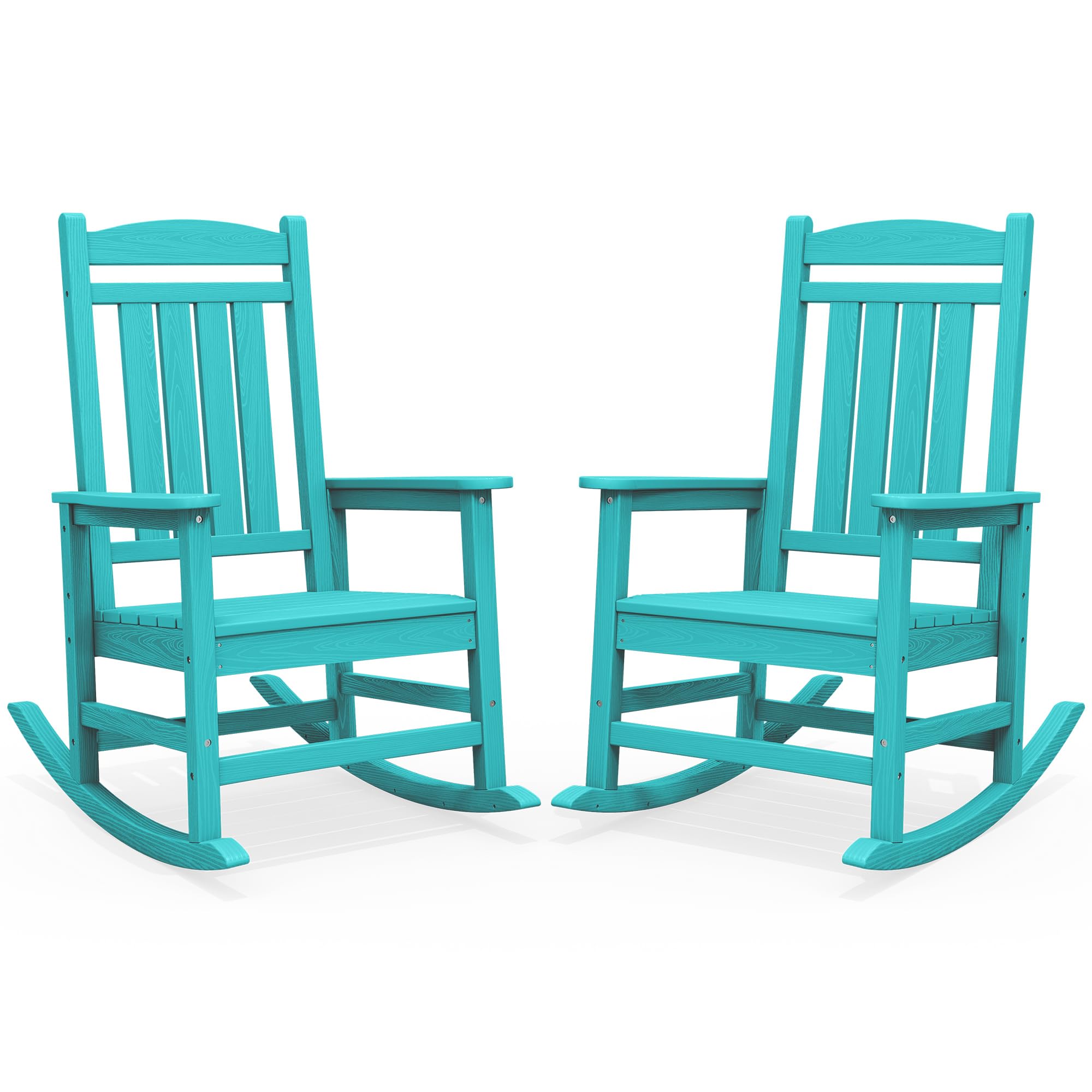 SERWALL Oversized Outdoor Rocking Chairs Set of 2, Oversized HDPE Porch Rockers for Adults, All-Weather Composite Patio Rocking Chairs, White