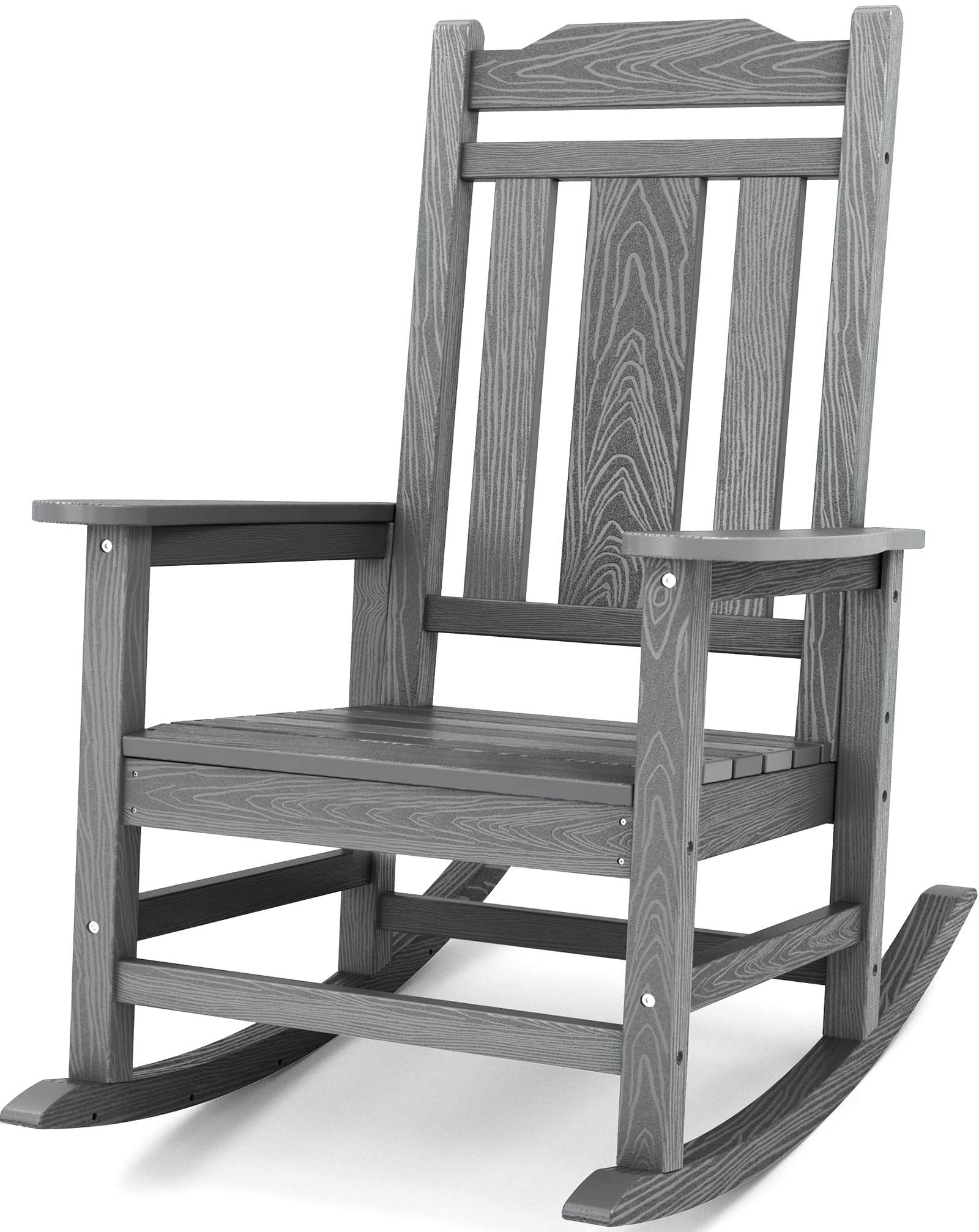 SERWALL Black Outdoor Rocking Chair Set of 2, All Weather Patio Rocking Chair, HDPE Poly Rocking Chair for Adults, Heavy Duty Front Porch Rocker