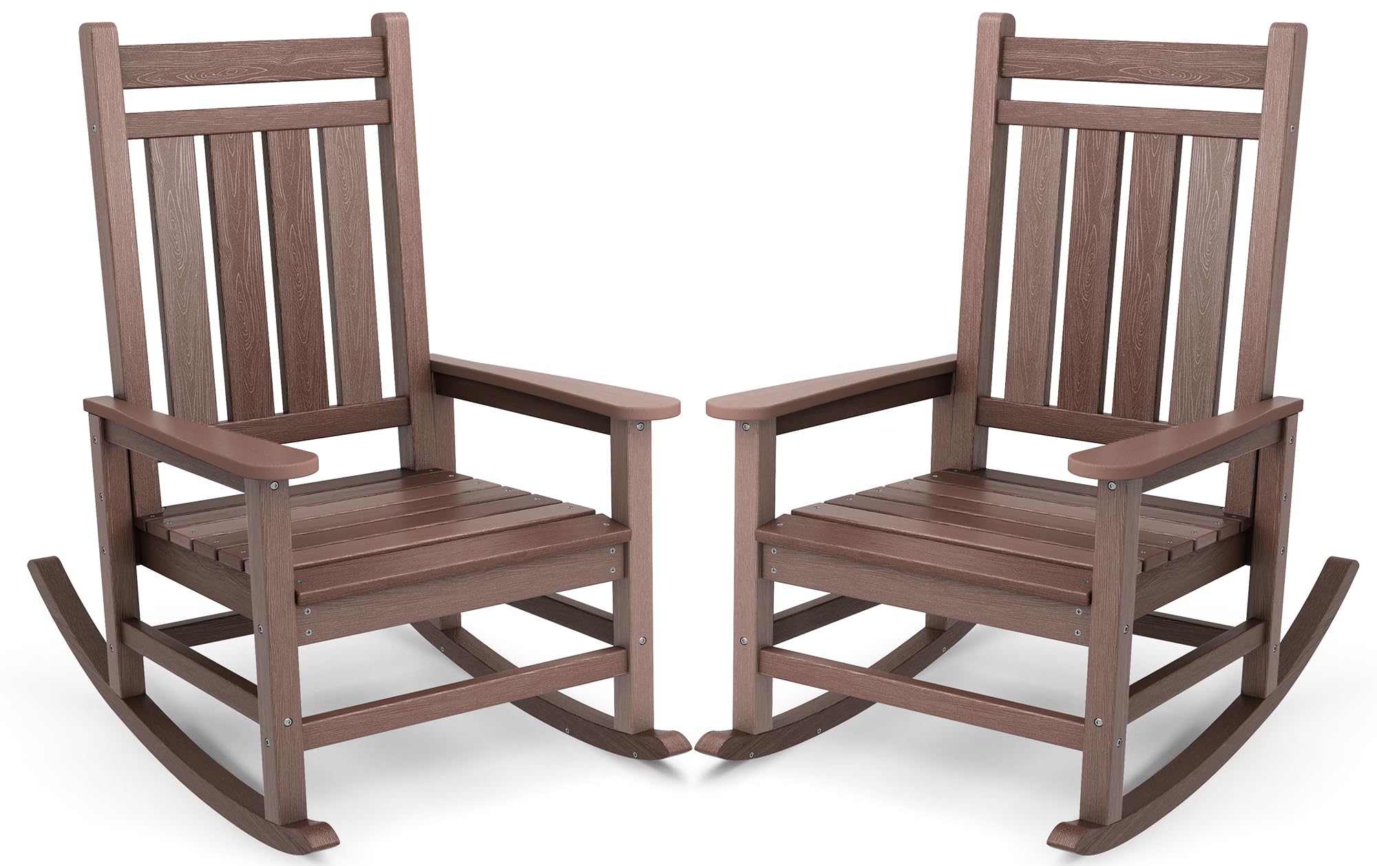 SERWALL Oversized Outdoor Rocking Chair Set of 2, HDPE Rocker for Adults, Patio Rocking Chairs for Porch, Blue