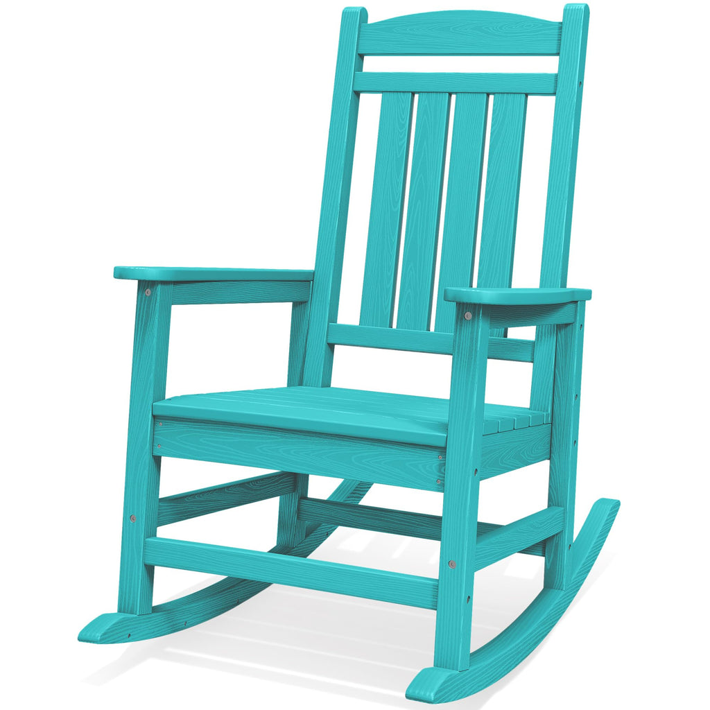 SERWALL Oversized Outdoor Rocking Chairs Set of 2, Oversized HDPE Porch Rockers for Adults, All-Weather Composite Patio Rocking Chairs, White