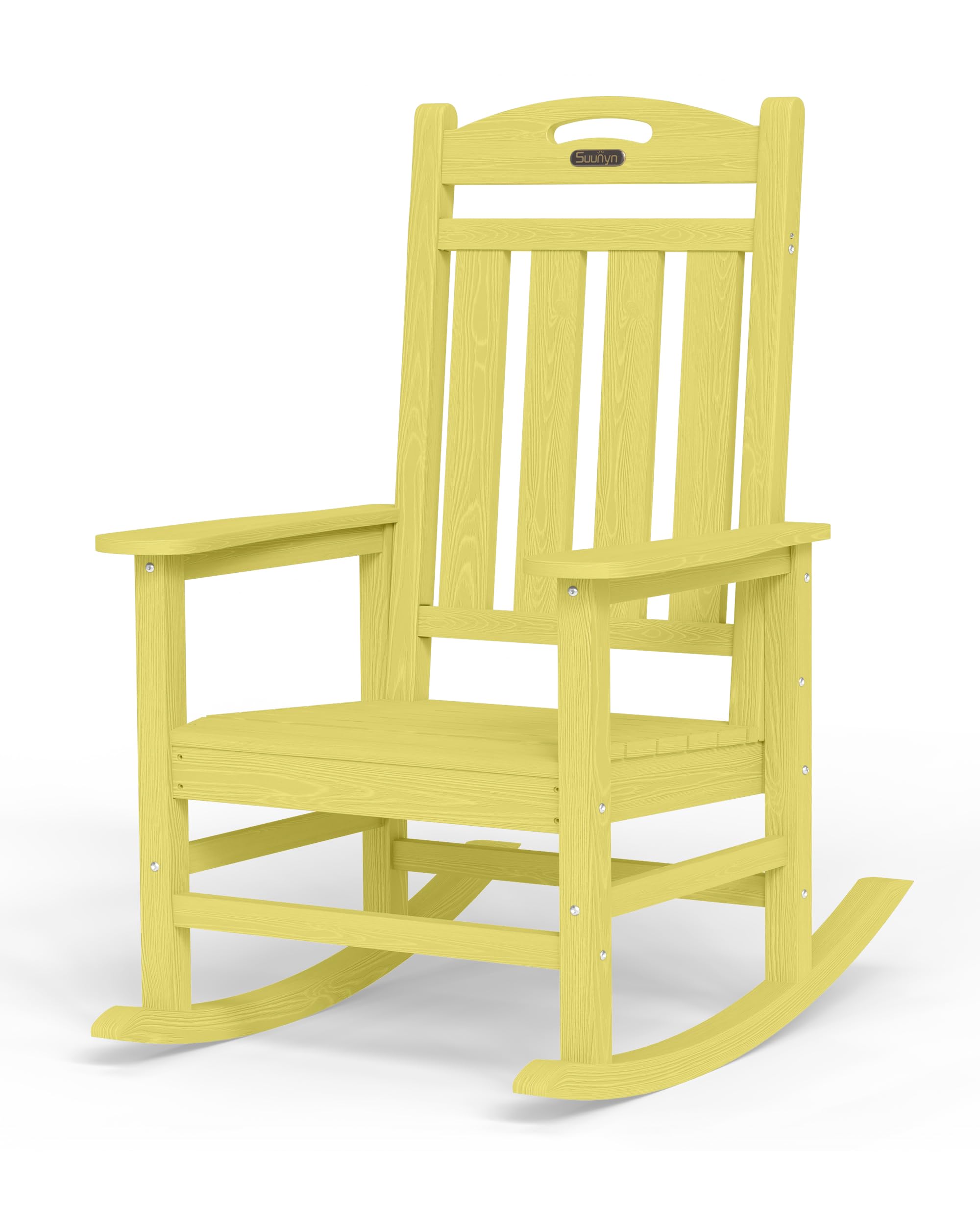 Oversized Outdoor Rocking Chair, High Back Porch Rocker Chair, HDPE All Weather Resistant Rocking Chairs for Patio, 380lbs Weight Capacity, Black