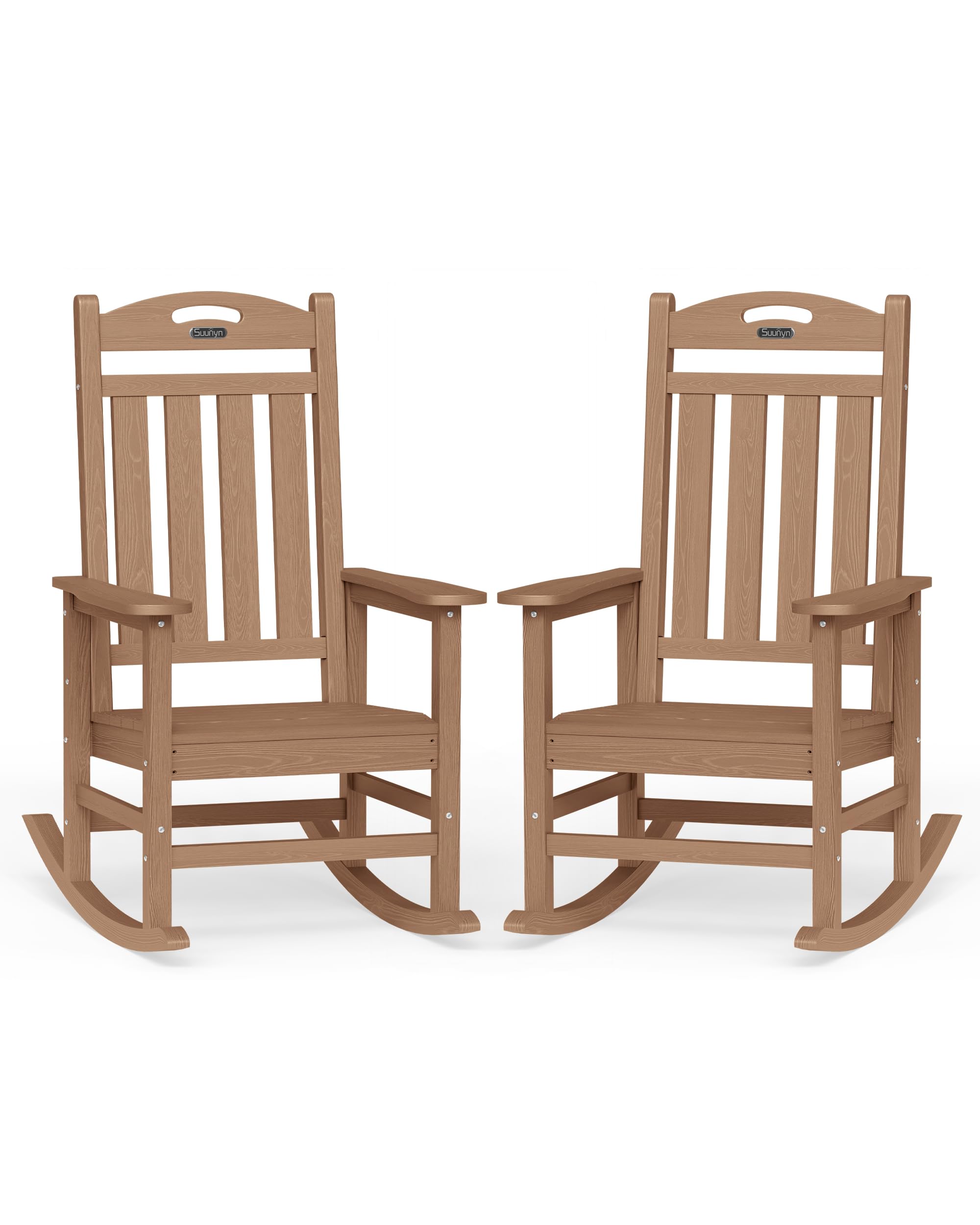 Oversized Outdoor Rocking Chair, High Back Porch Rocker Chair, HDPE All Weather Resistant Rocking Chairs for Patio, 380lbs Weight Capacity, Black